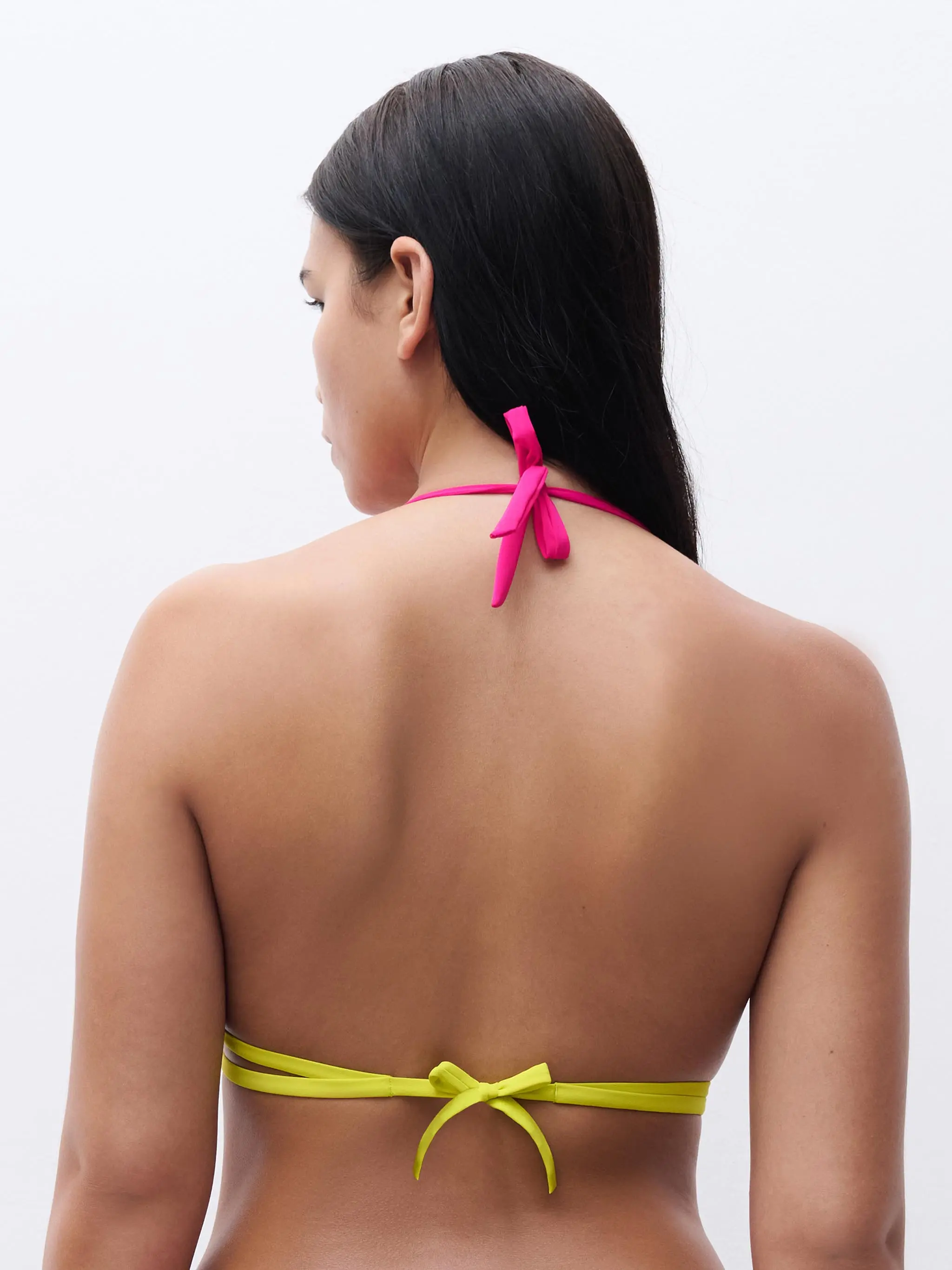 Haut de maillot de bain sans armature triangle coques spacer amovibles - Rose Framboise