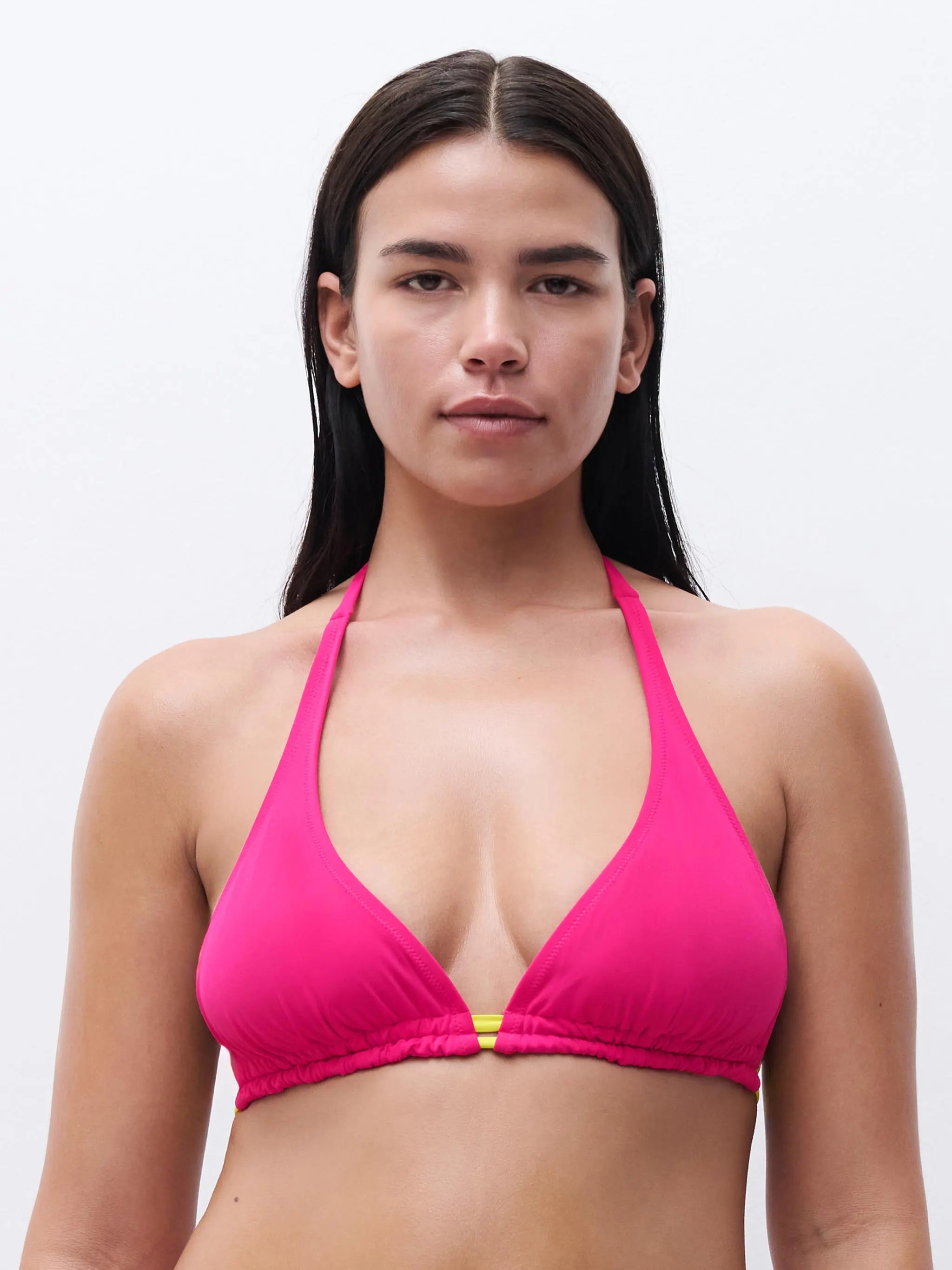 Haut de maillot de bain sans armature triangle coques spacer amovibles - Rose Framboise