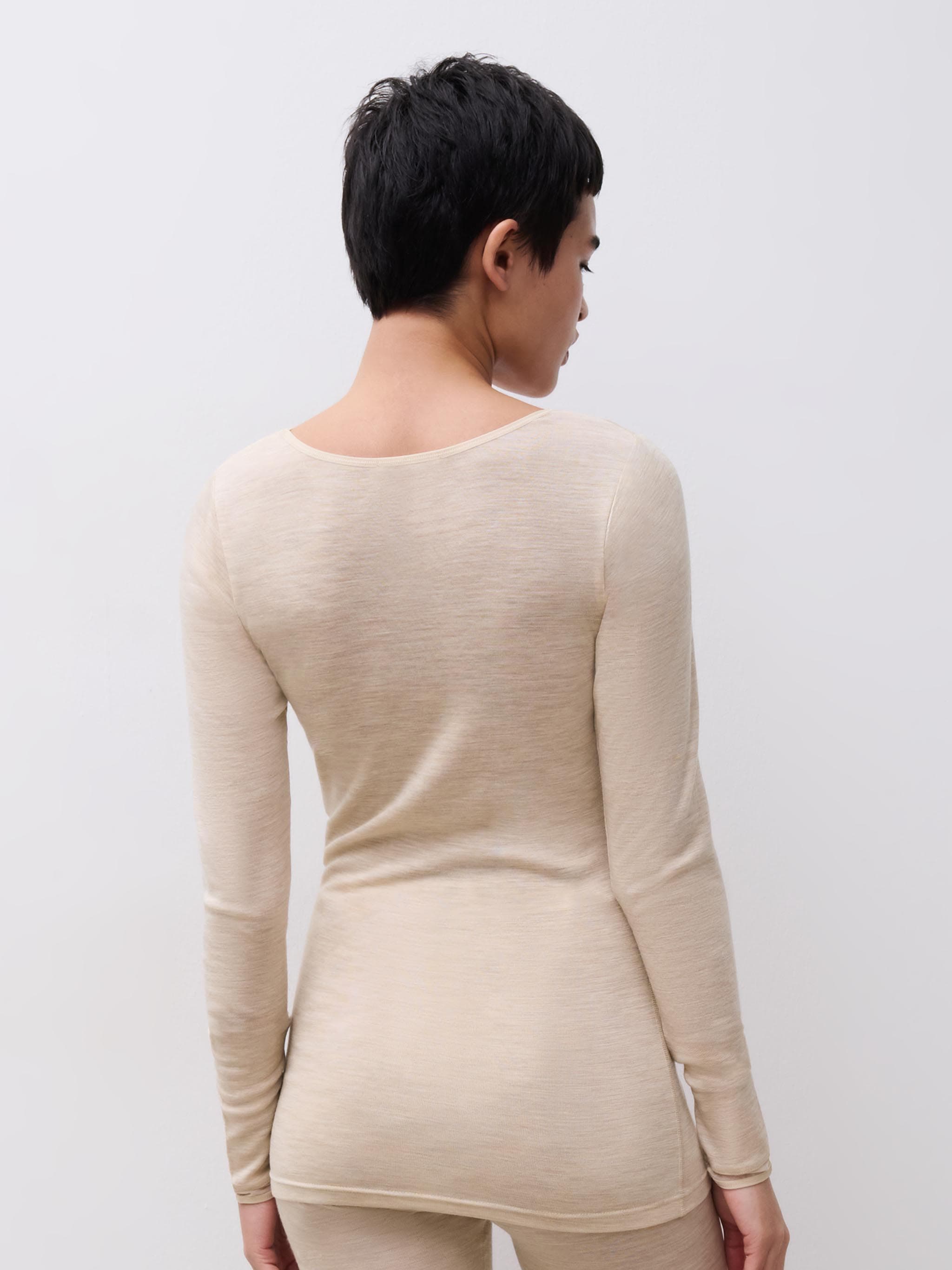 T-shirt manches longues - Beige Chiné
