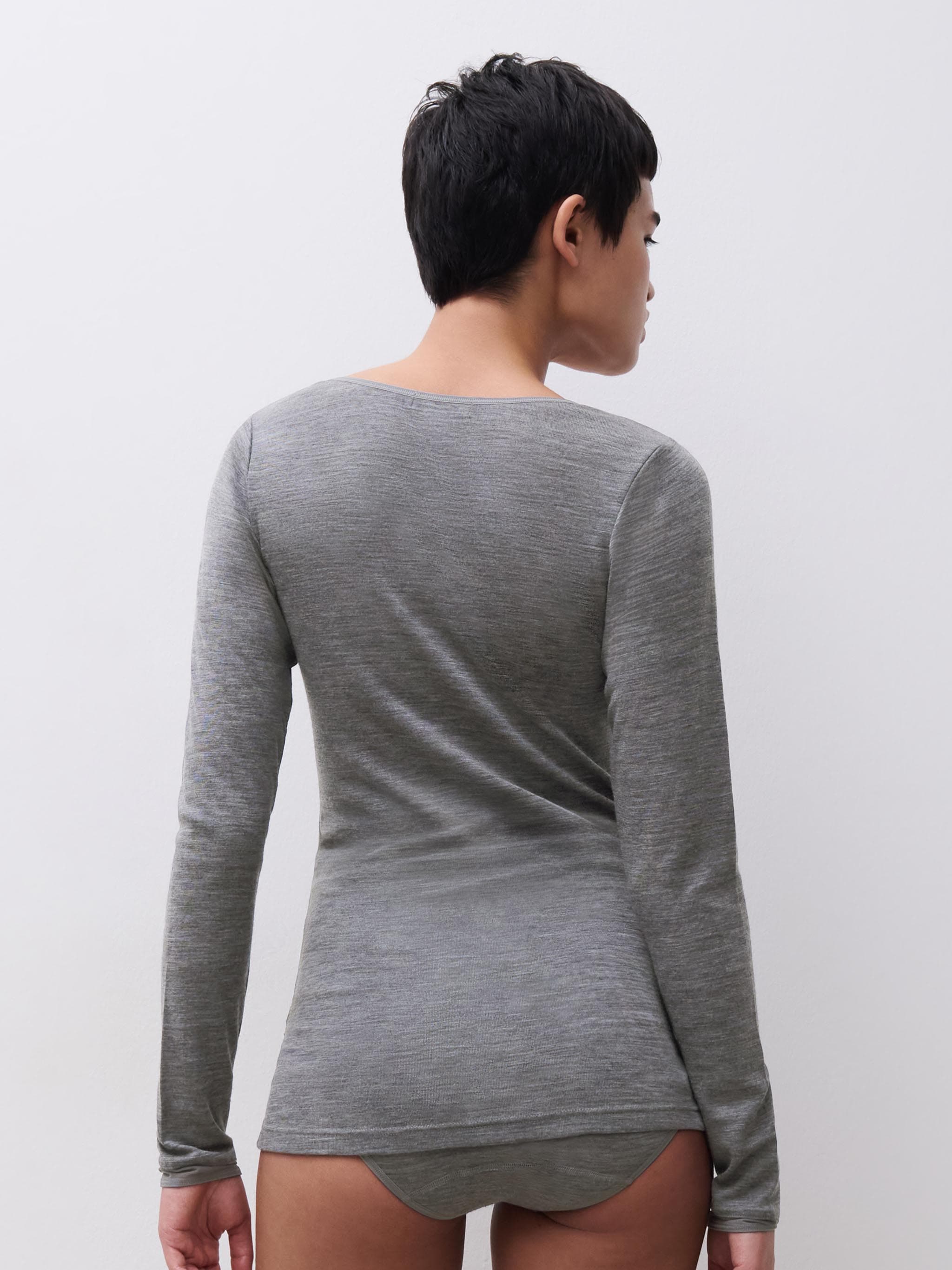 T-shirt manches longues - Gris chiné