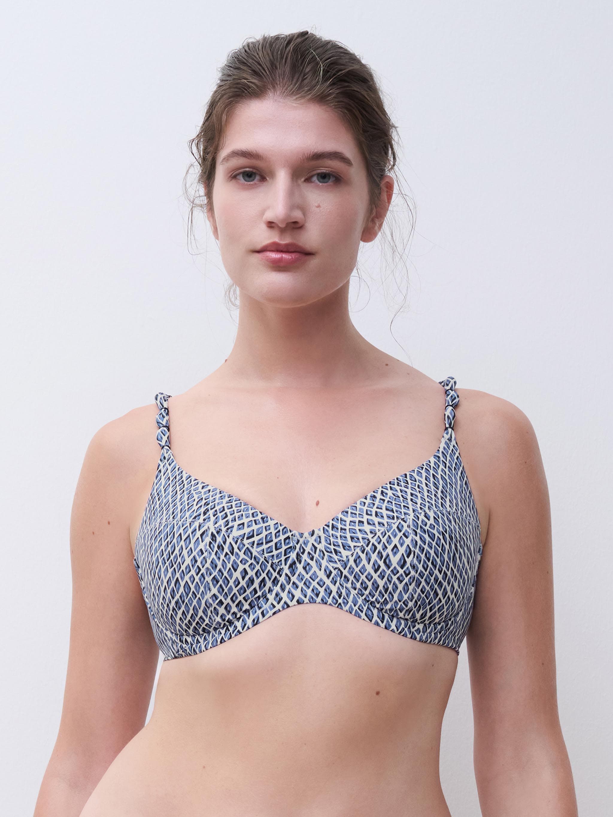 Haut de maillot de bain armatures emboîtant - Bleu reptile