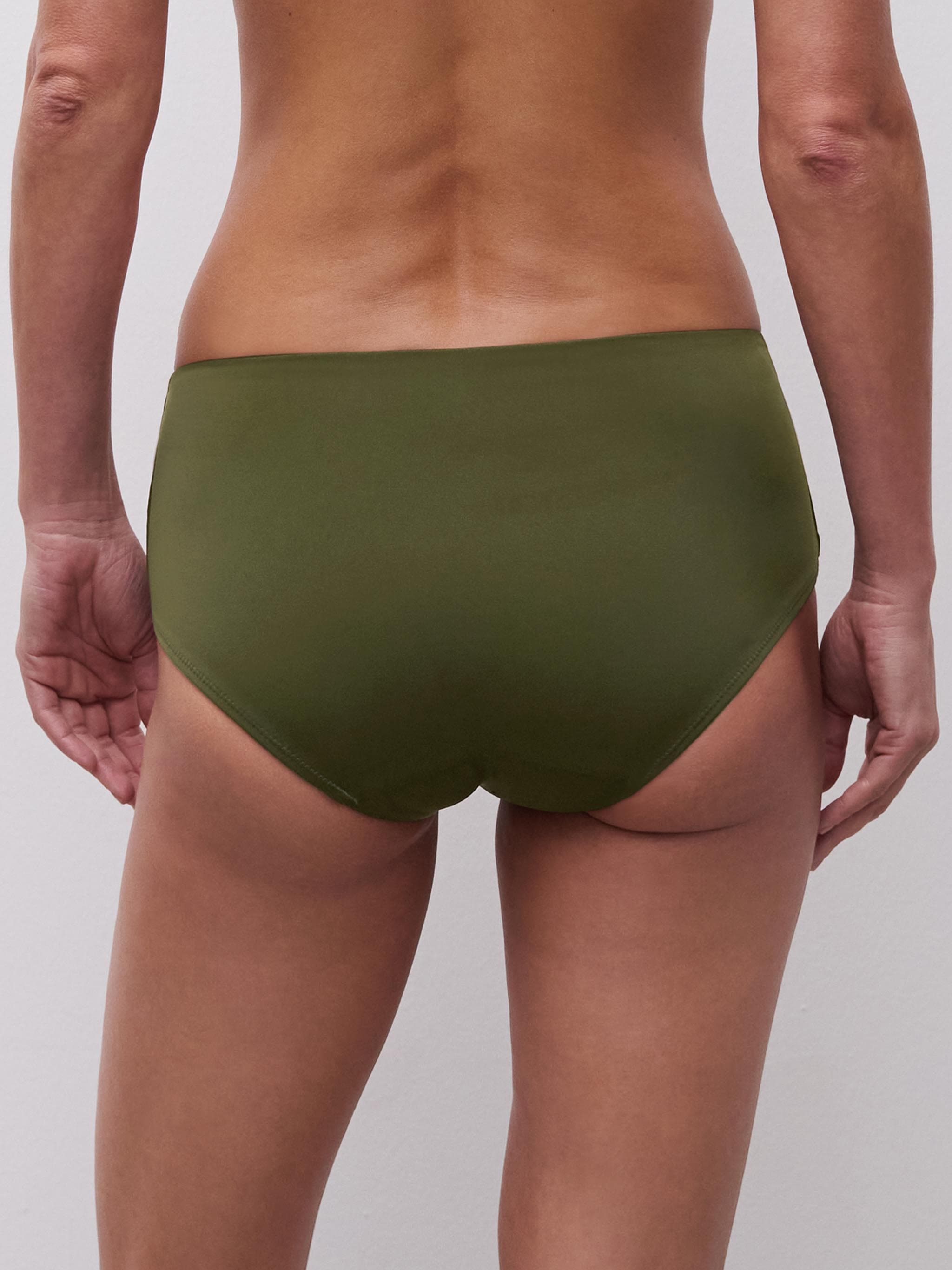 Bas de maillot de bain culotte taille haute - Kaki
