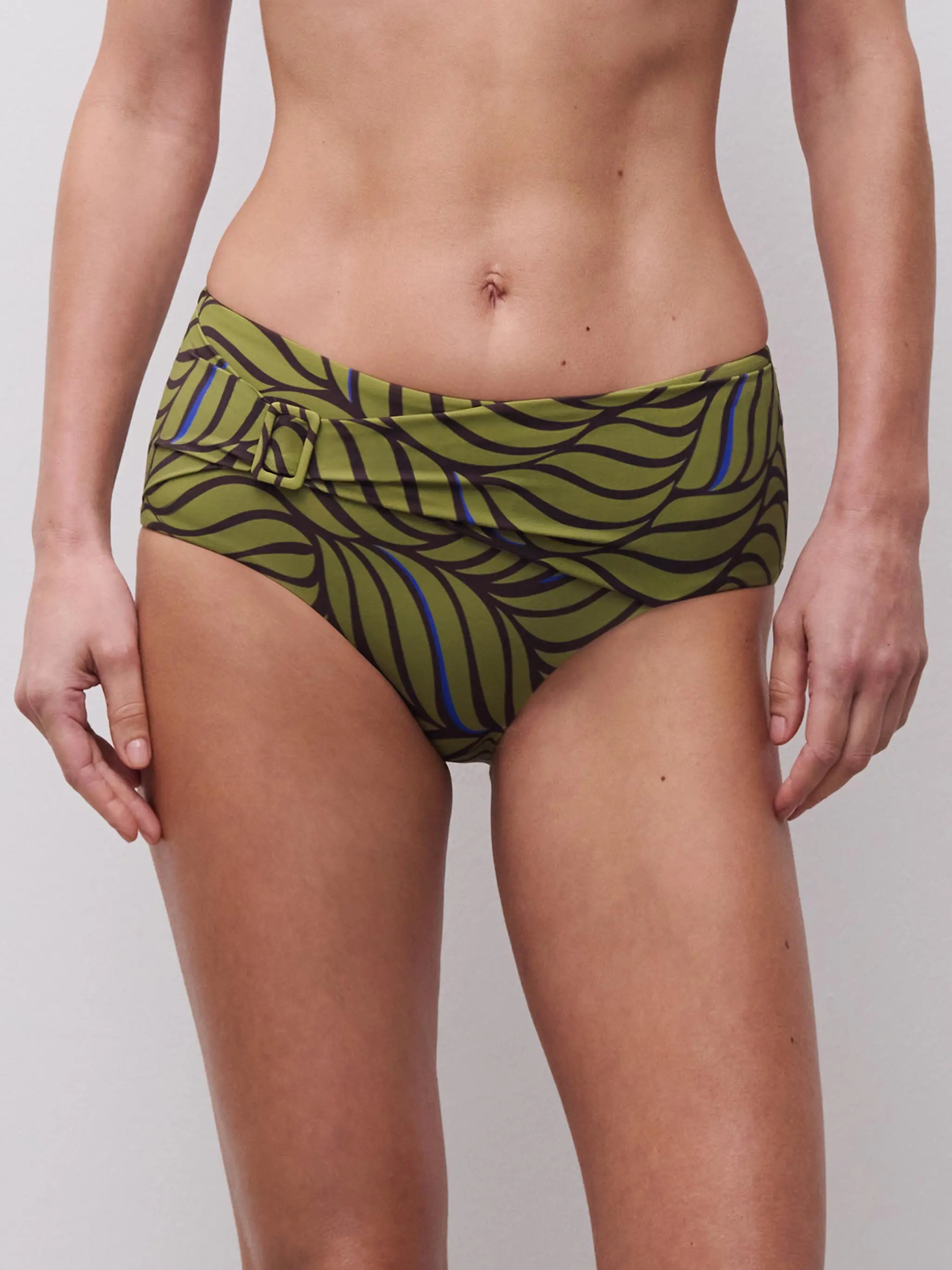 Bas de maillot de bain culotte taille haute - Imprimé feuilles