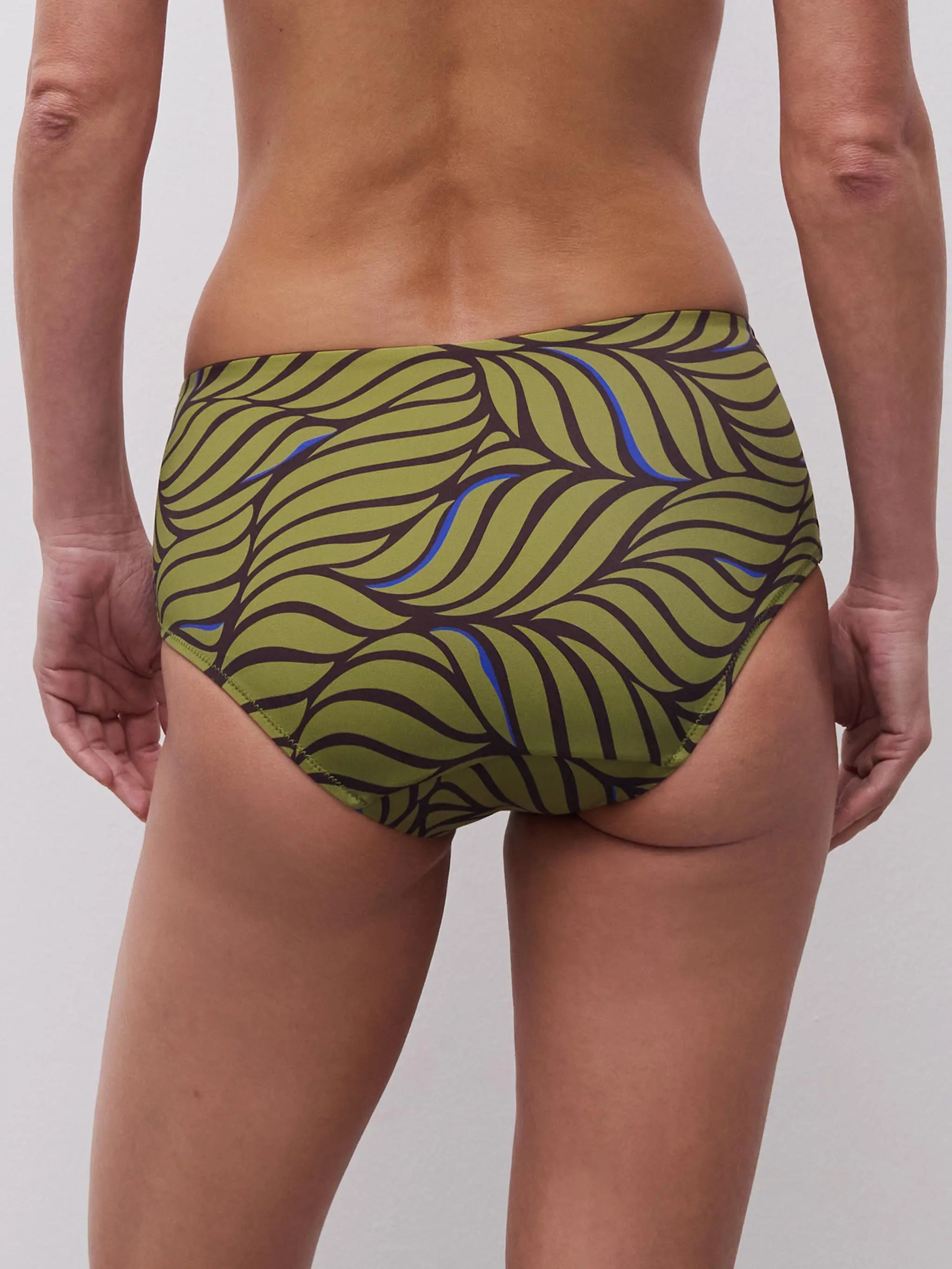 Bas de maillot de bain culotte taille haute - Imprimé feuilles