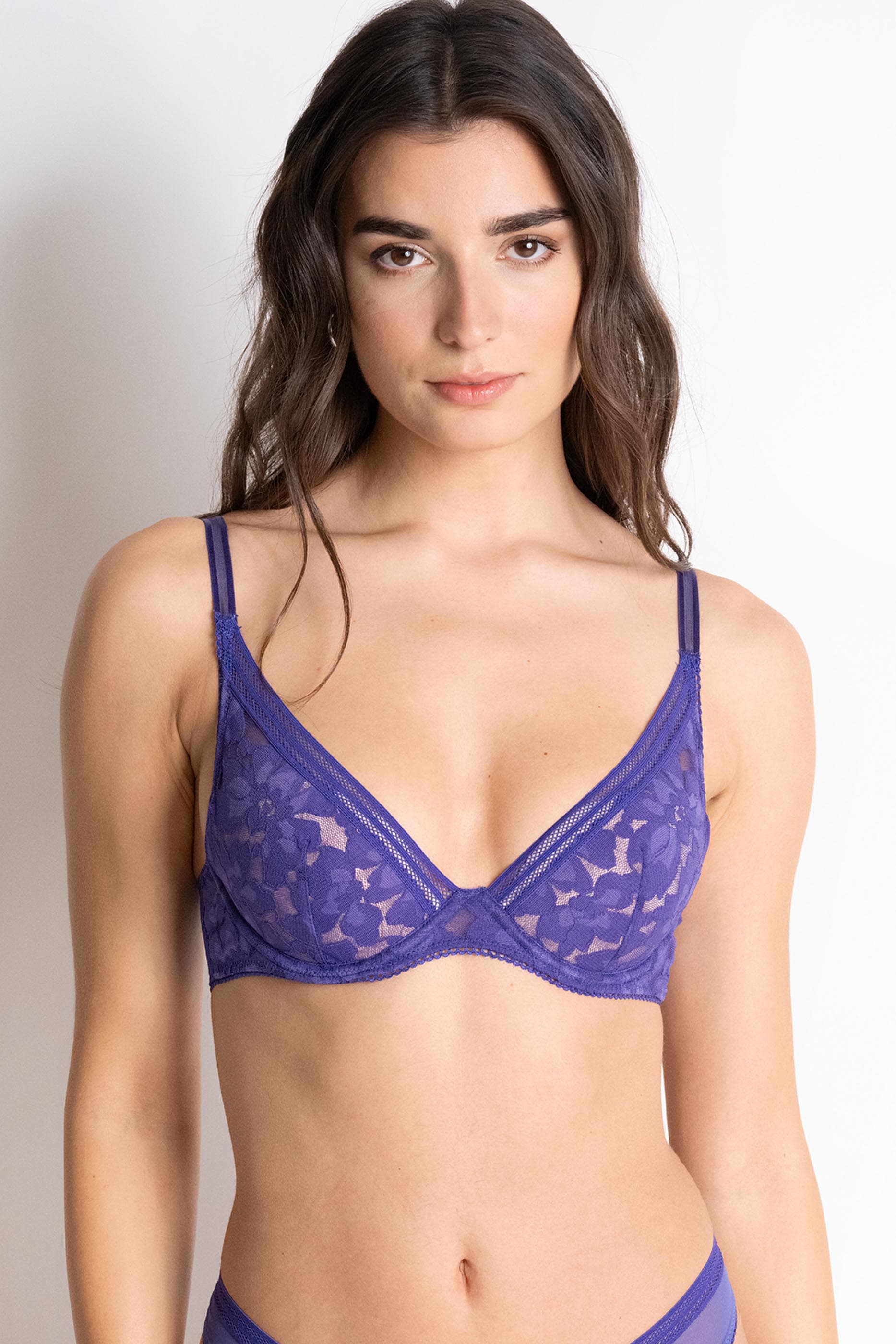 Soutien-gorge coques plongeant - Violet Lys