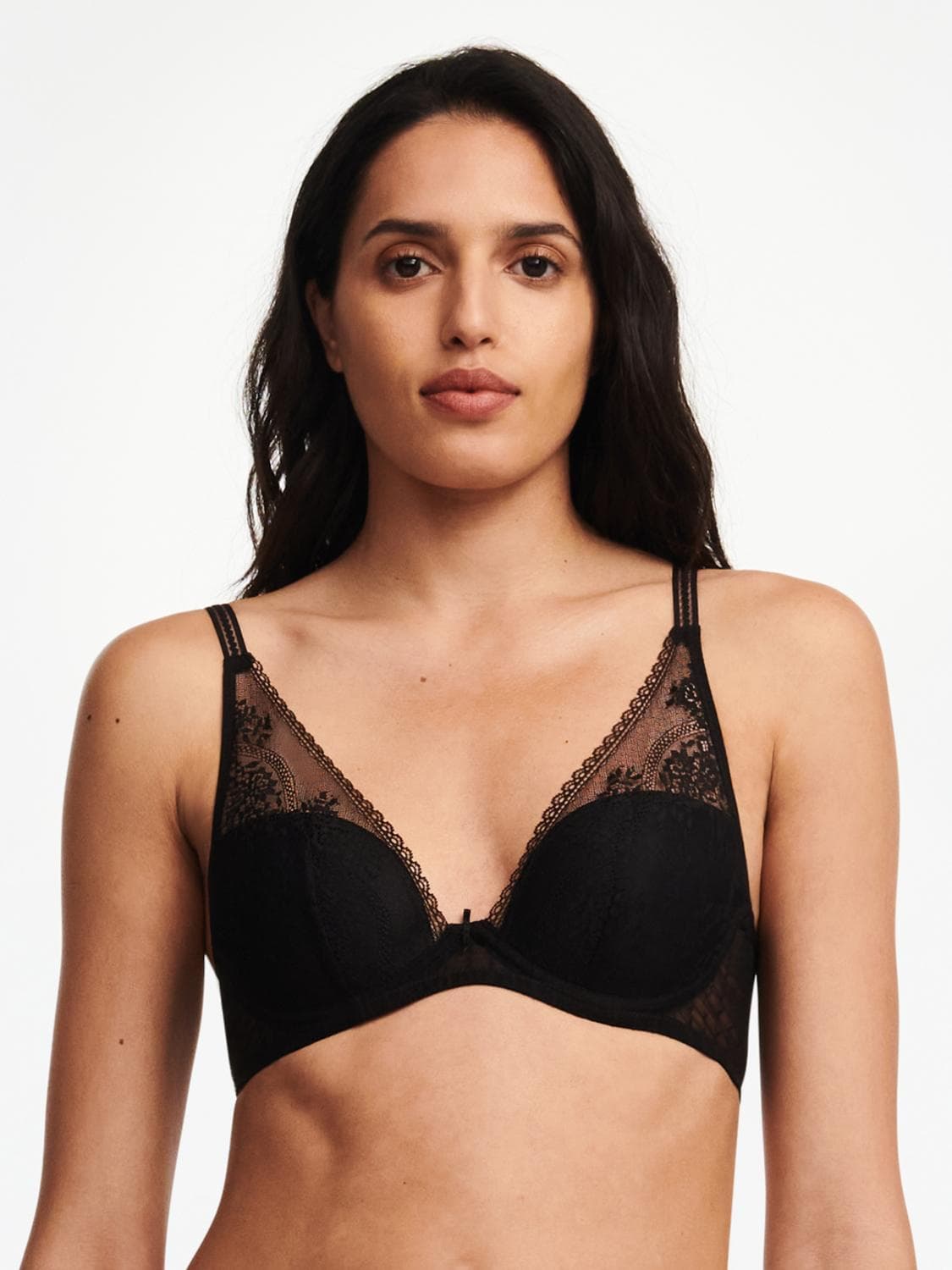 Soutien-gorge coques plongeant - Noir