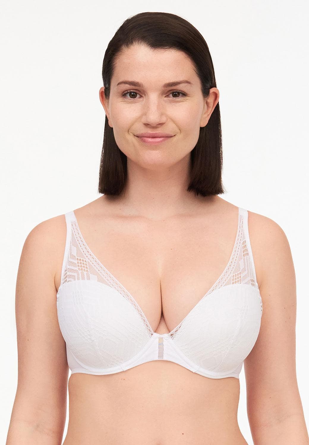 Soutien-gorge coques plongeant - Blanc