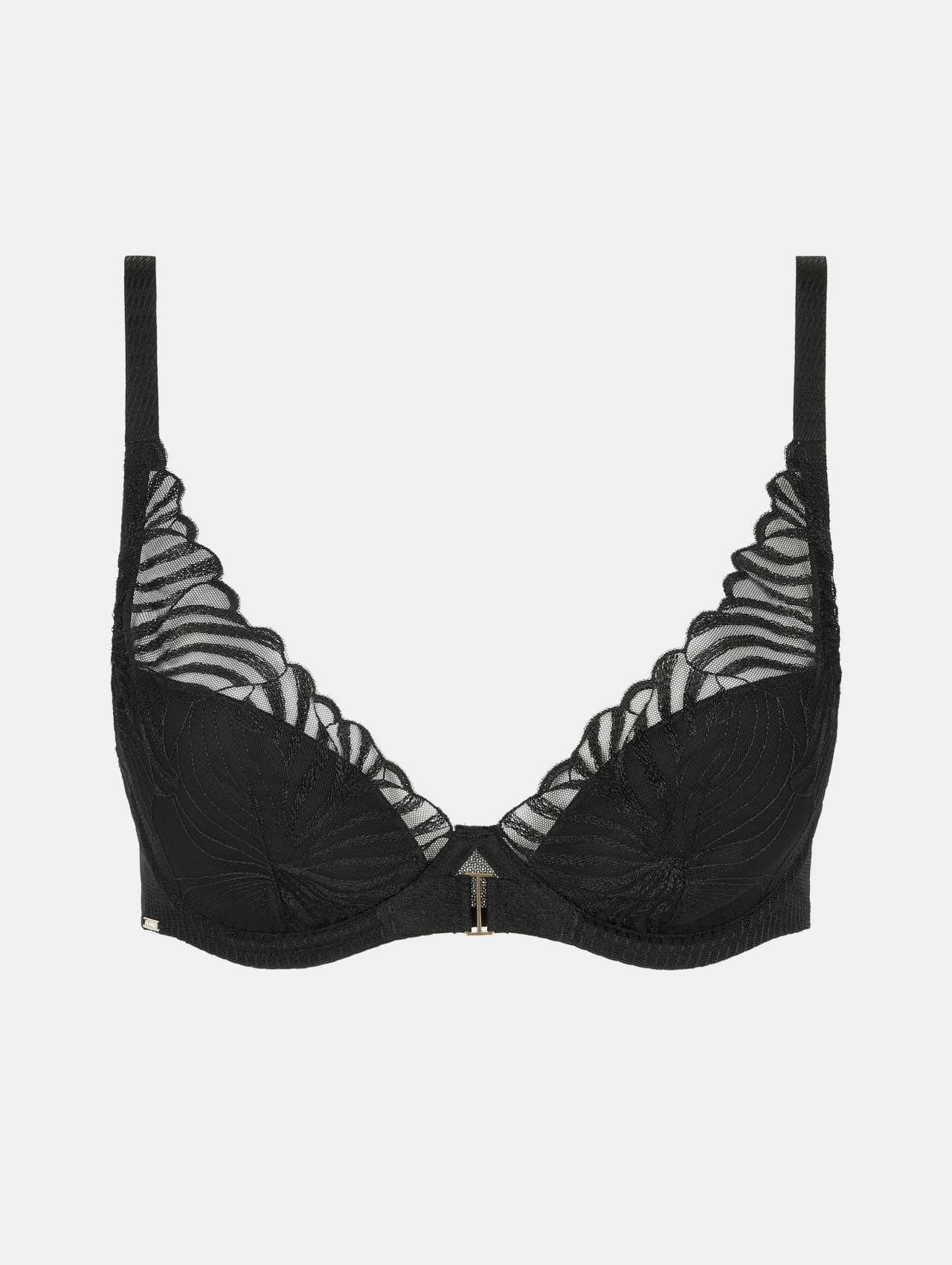 Soutien-gorge coques plongeant - Noir