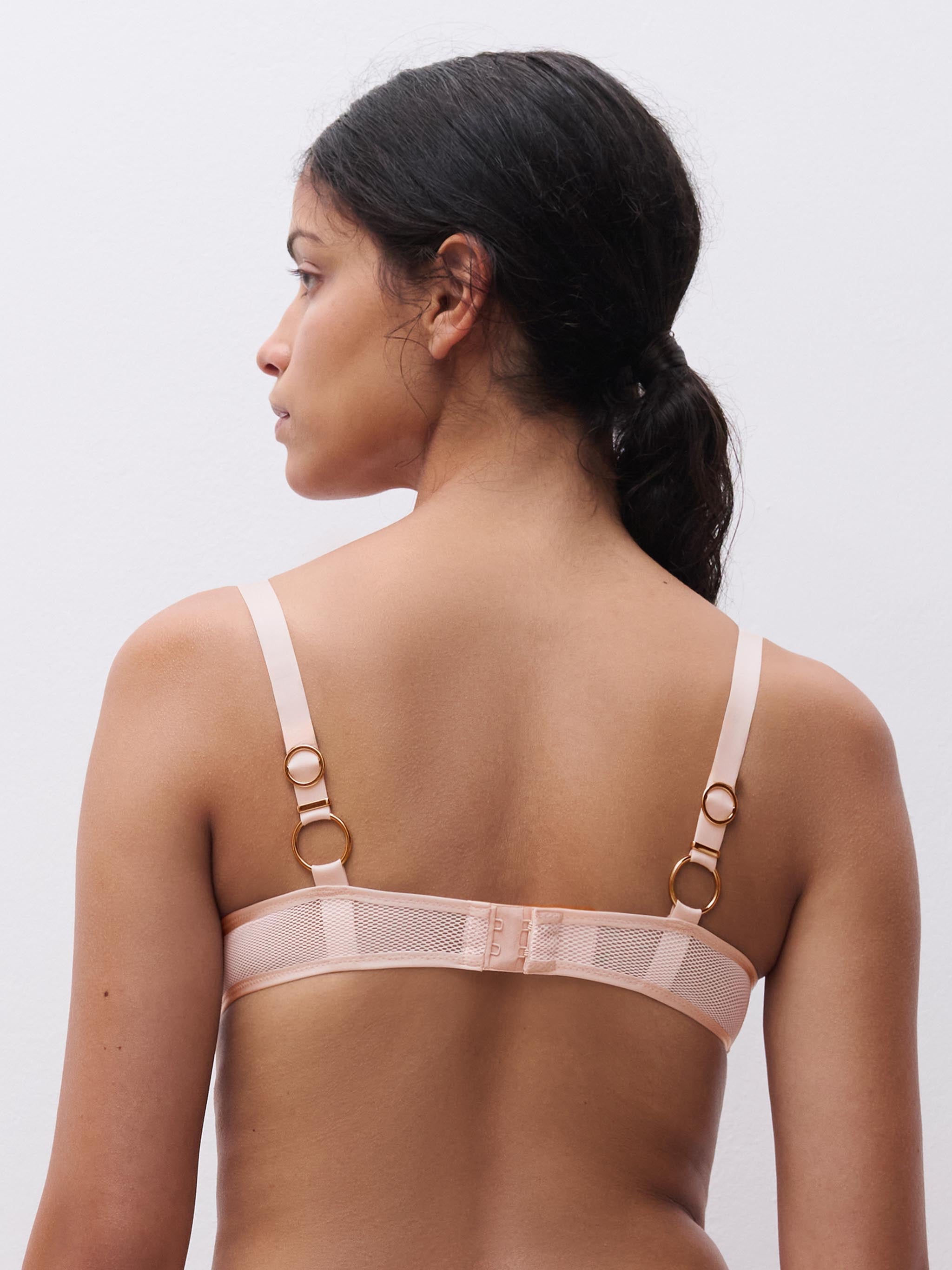 Soutien-gorge plongeant - Rose taffetas