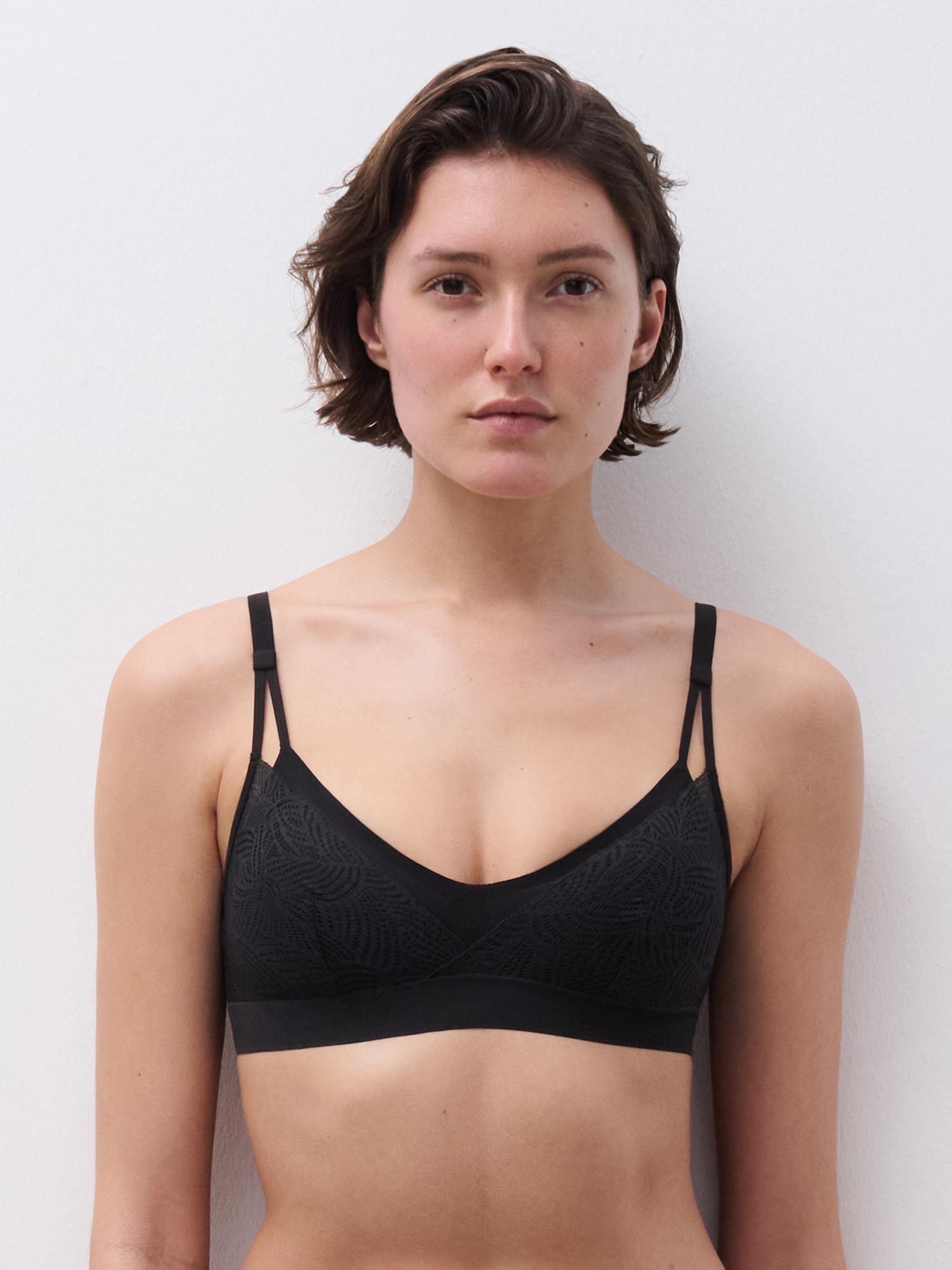 Bralette dentelle à coques - Noir
