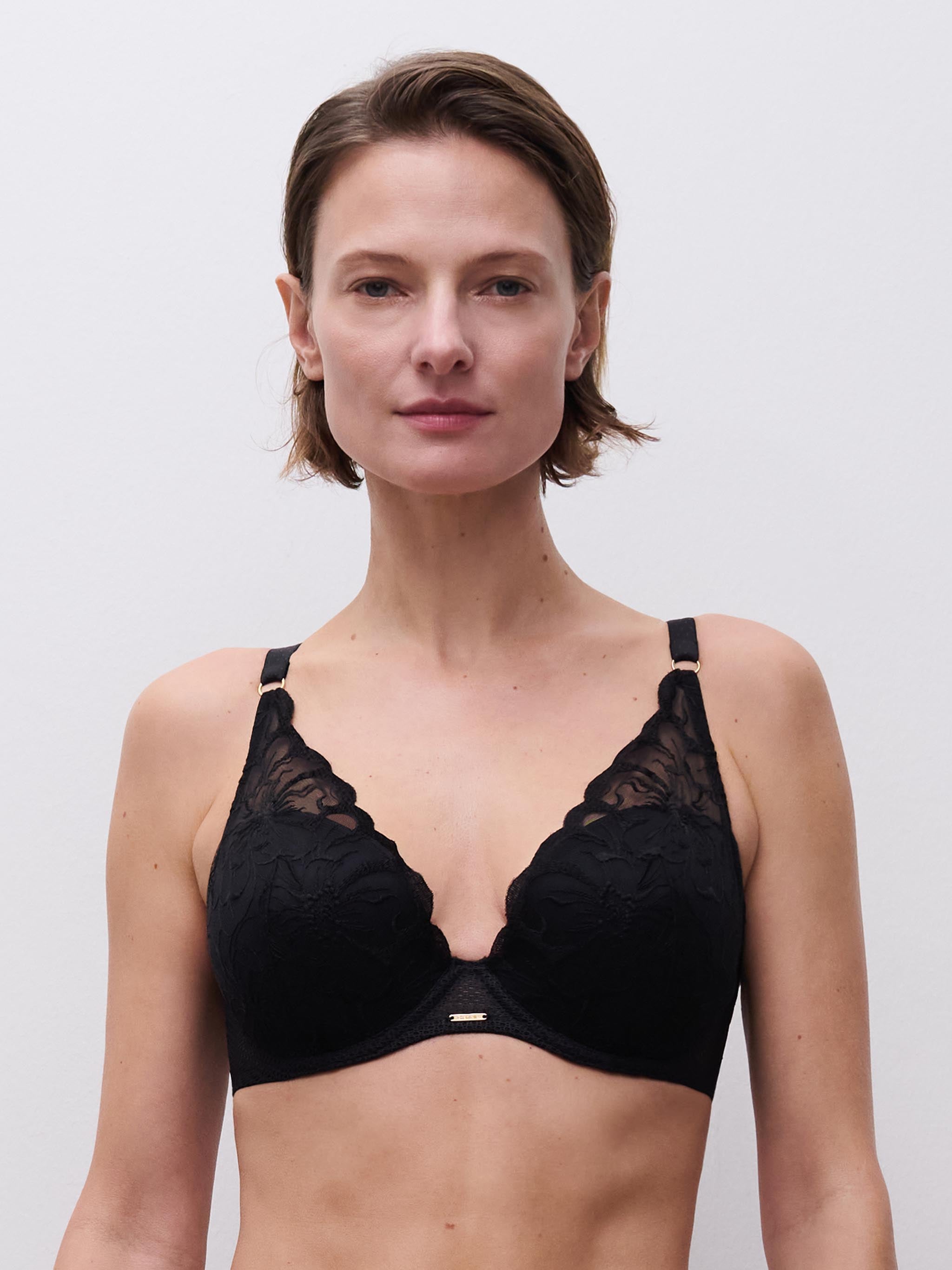 Soutien-gorge coques plongeant - Noir