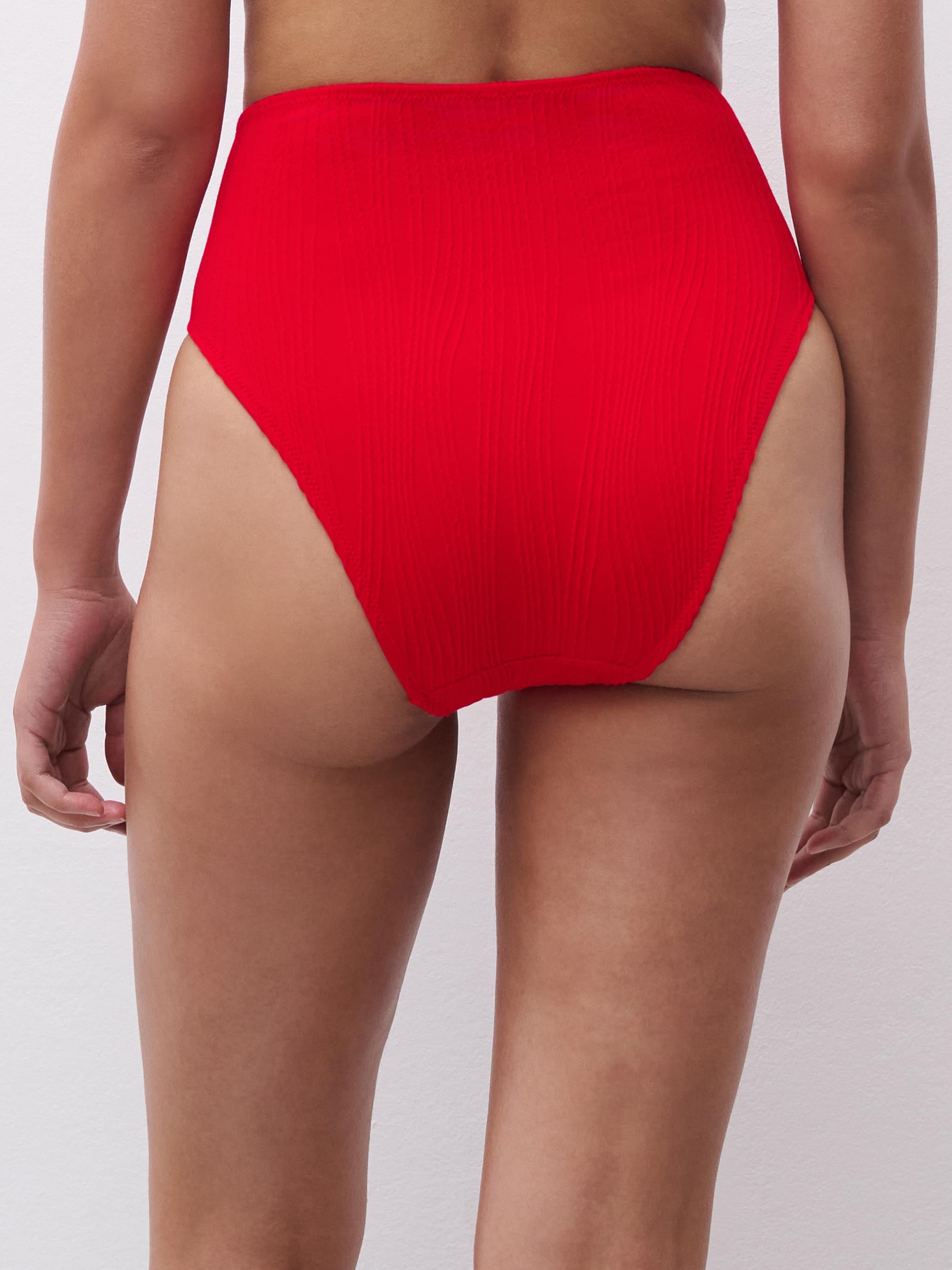 Bas de maillot de bain culotte taille haute - Cerise