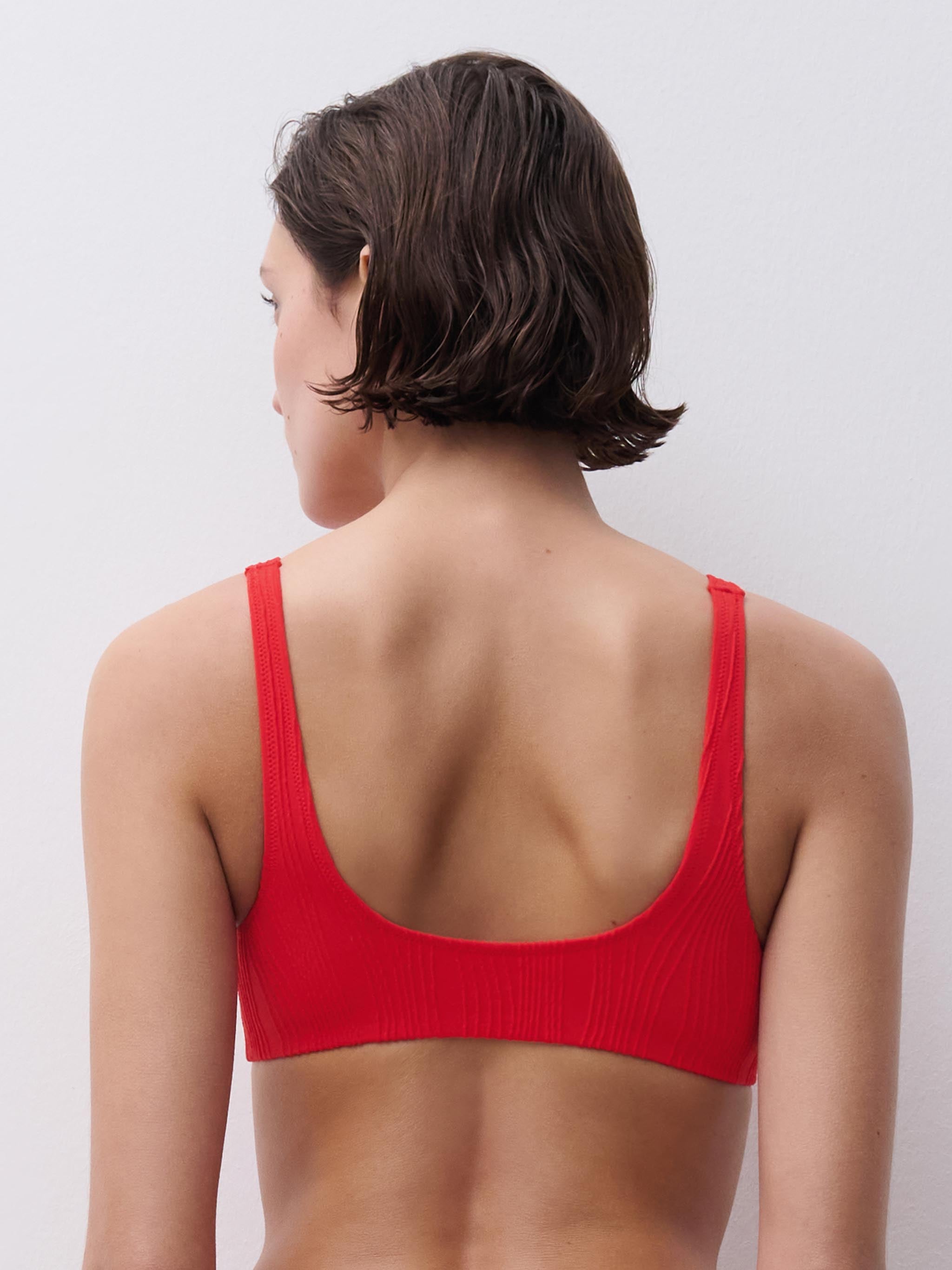 Haut de maillot de bain sans armature coques amovibles - Cerise