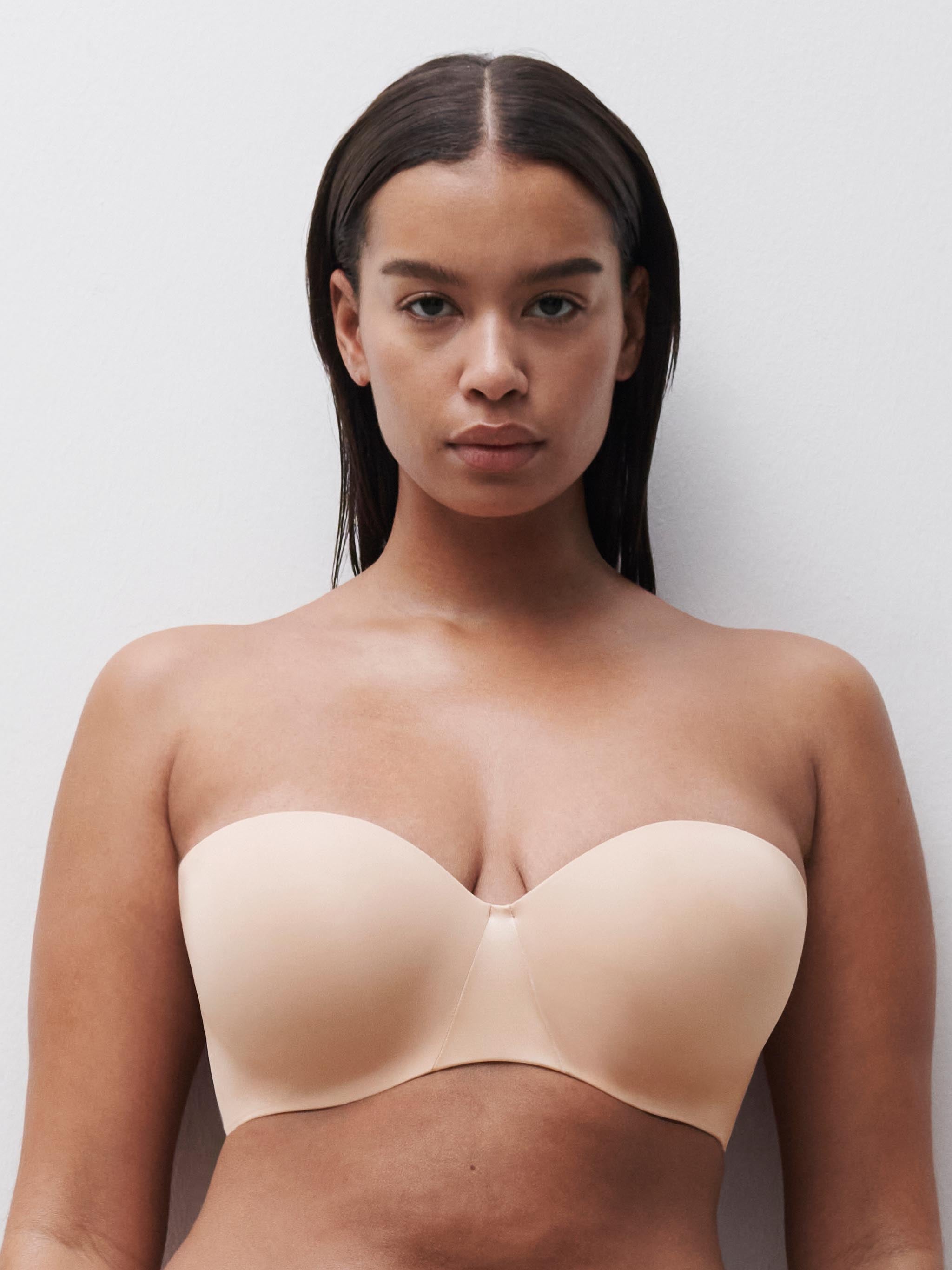 Soutien-gorge bandeau coques bretelles amovibles - Beige doré