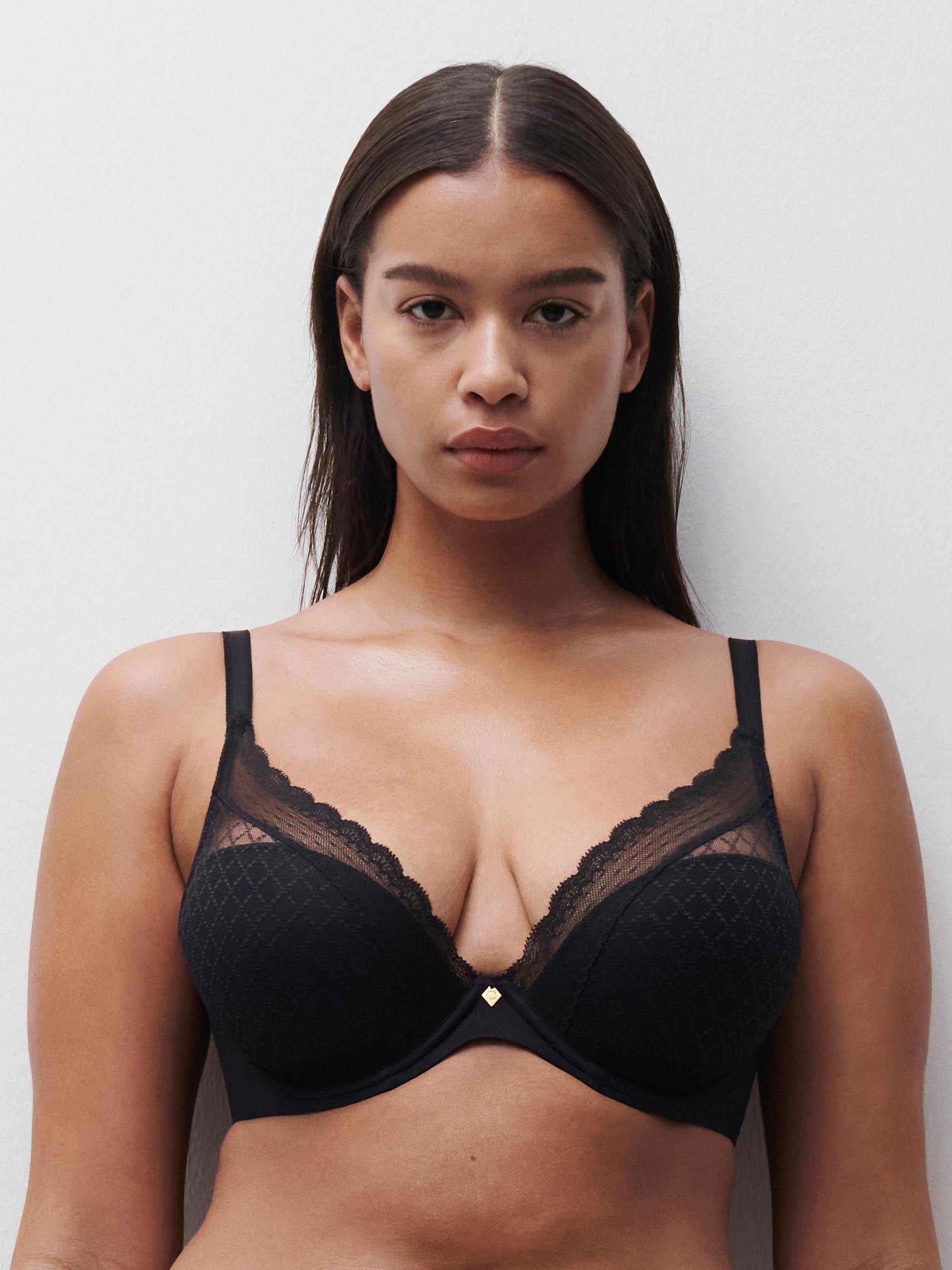 Soutien-gorge coques plongeant - Noir