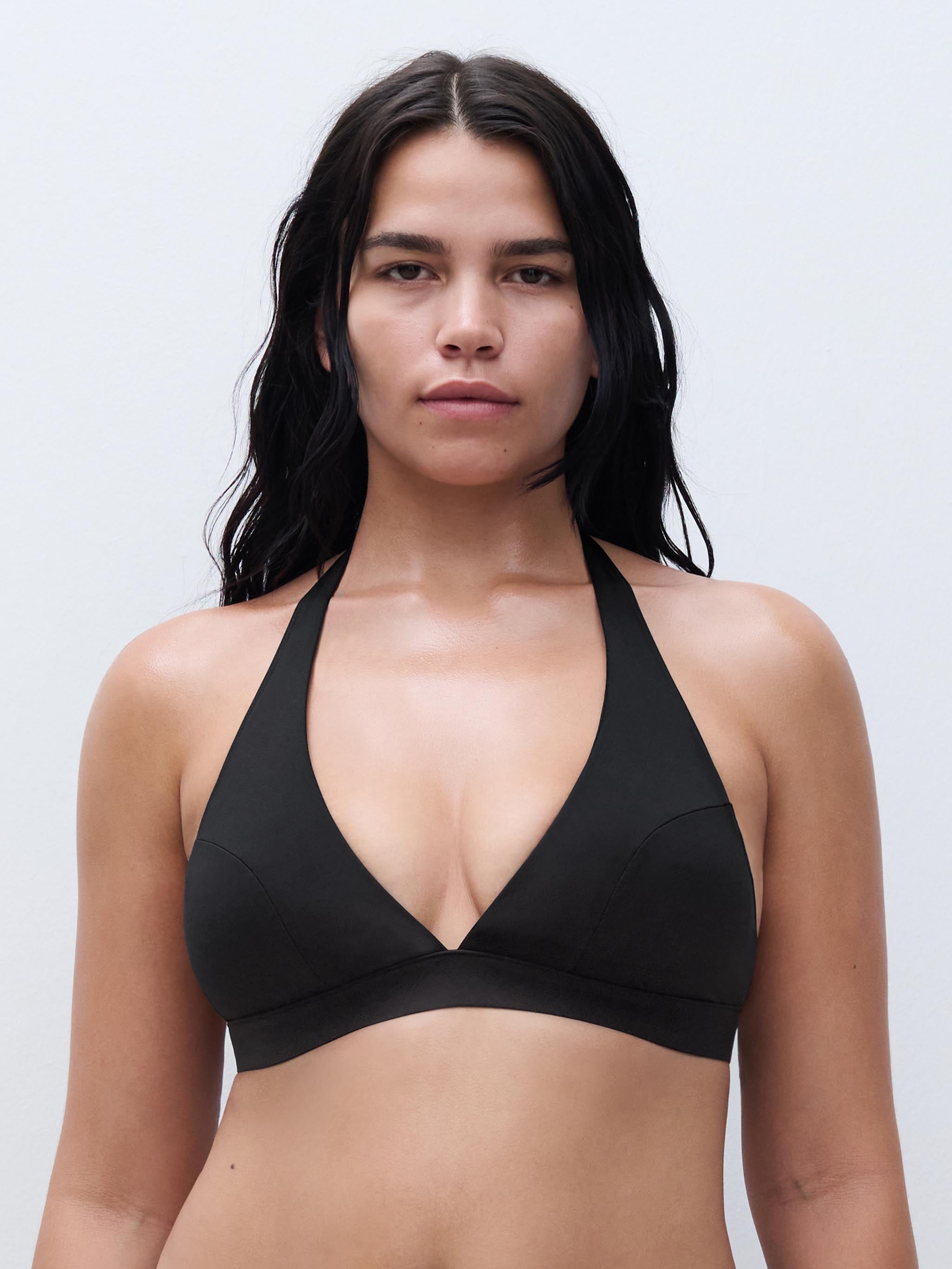 Haut de maillot de bain sans armature triangle coques spacer amovibles - Noir