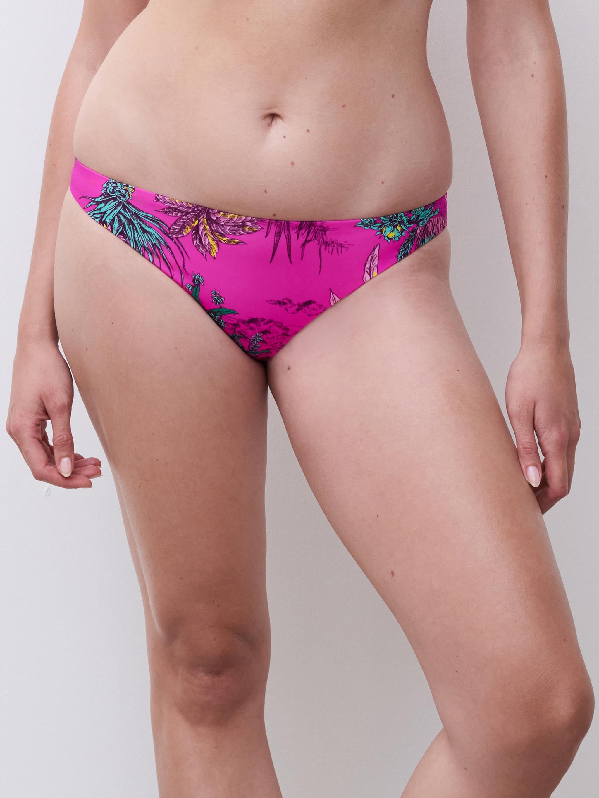 Bas de maillot de bain slip - Jungle rose