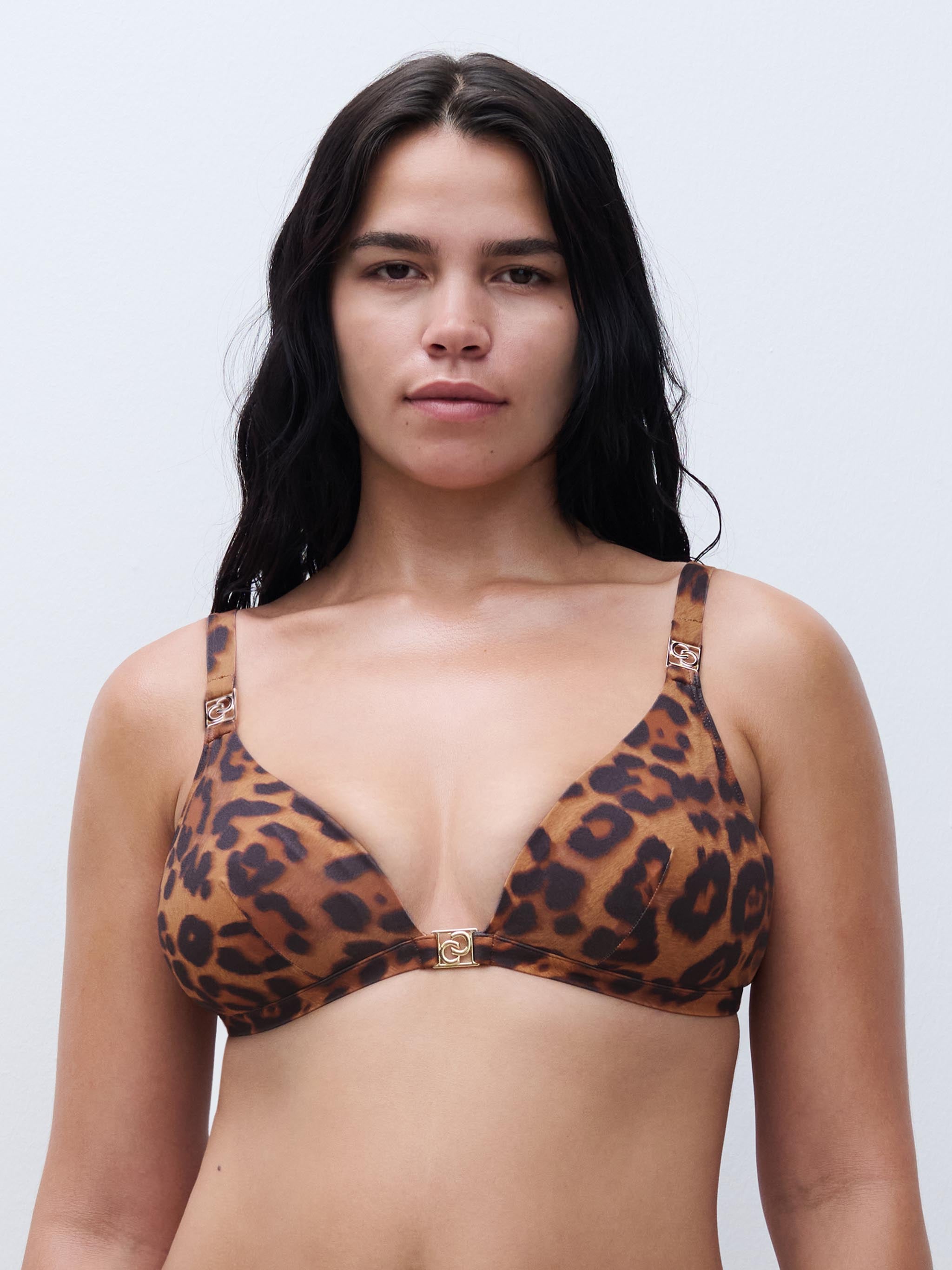 Haut de maillot de bain sans armature triangle coques spacer amovibles - Léopard sauvage