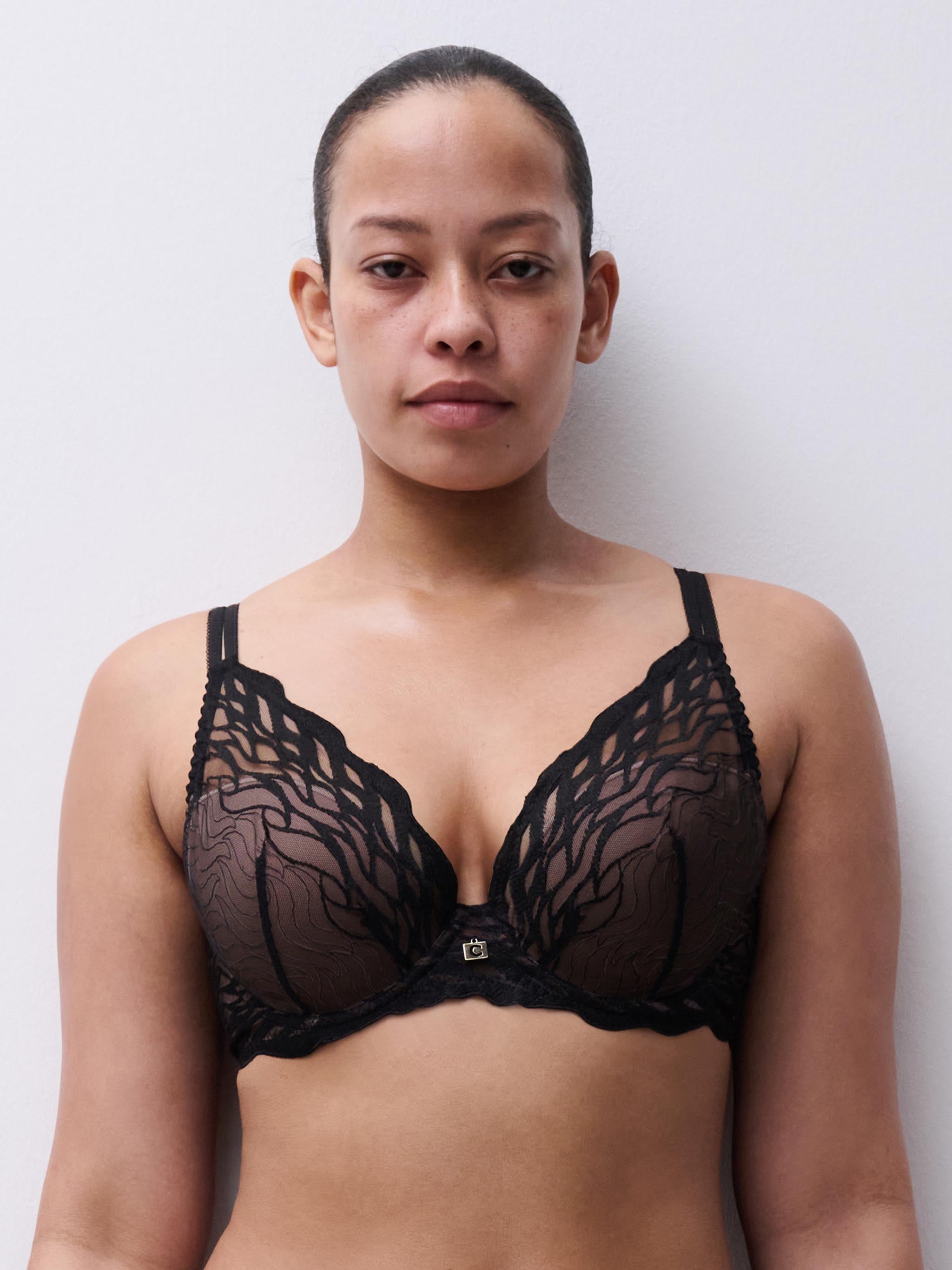 Soutien-gorge coques plongeant - Noir