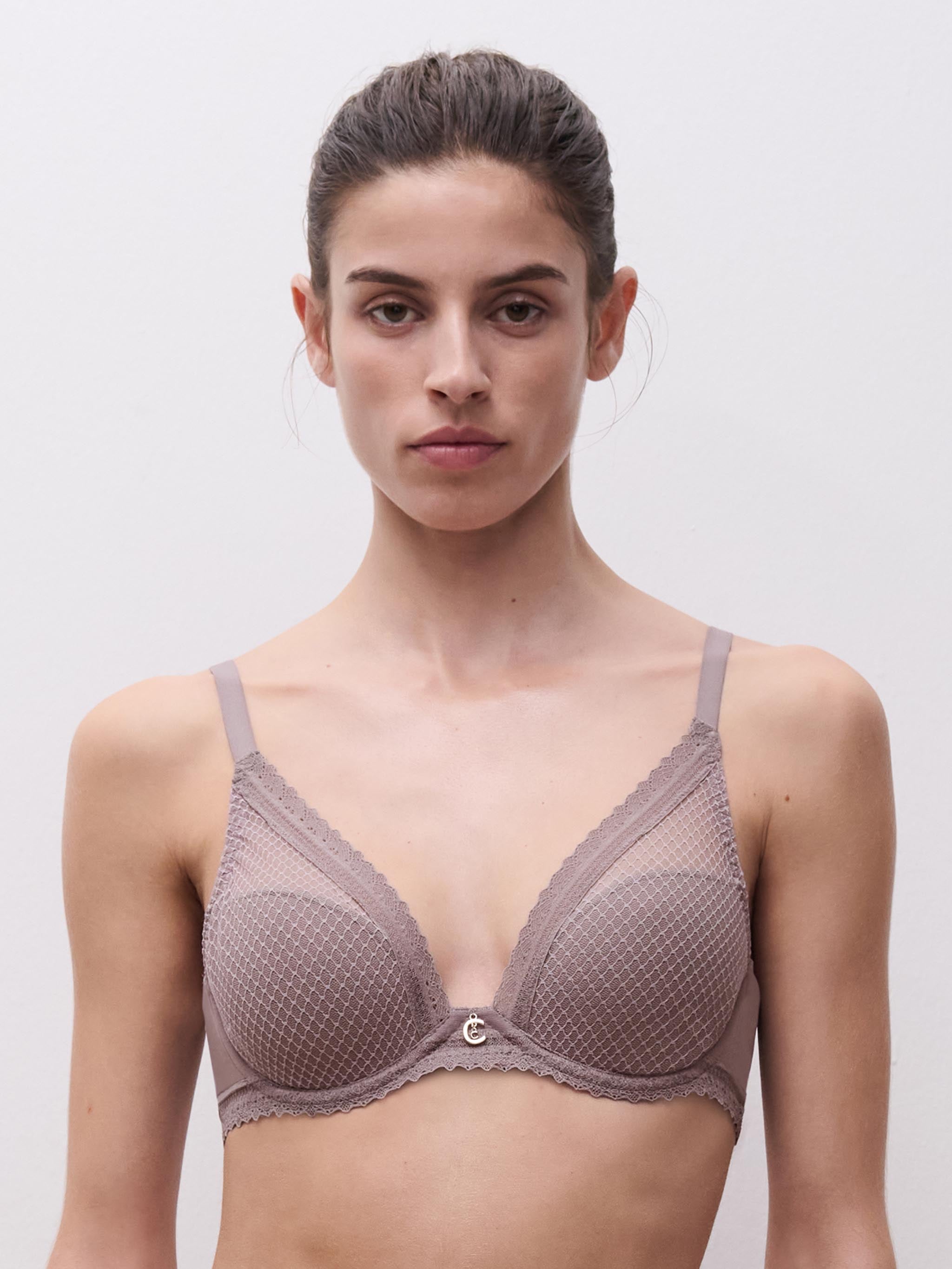 Soutien-gorge coques plongeant - Rose fumée