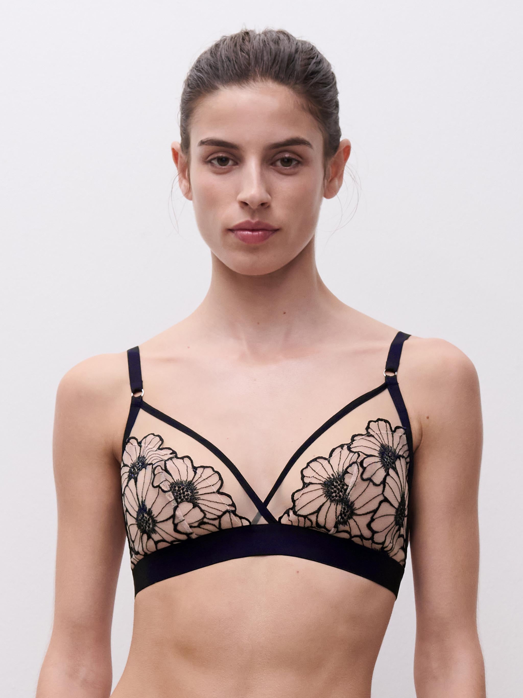 Soutien-gorge sans armature triangle - Noir / Rose pâle