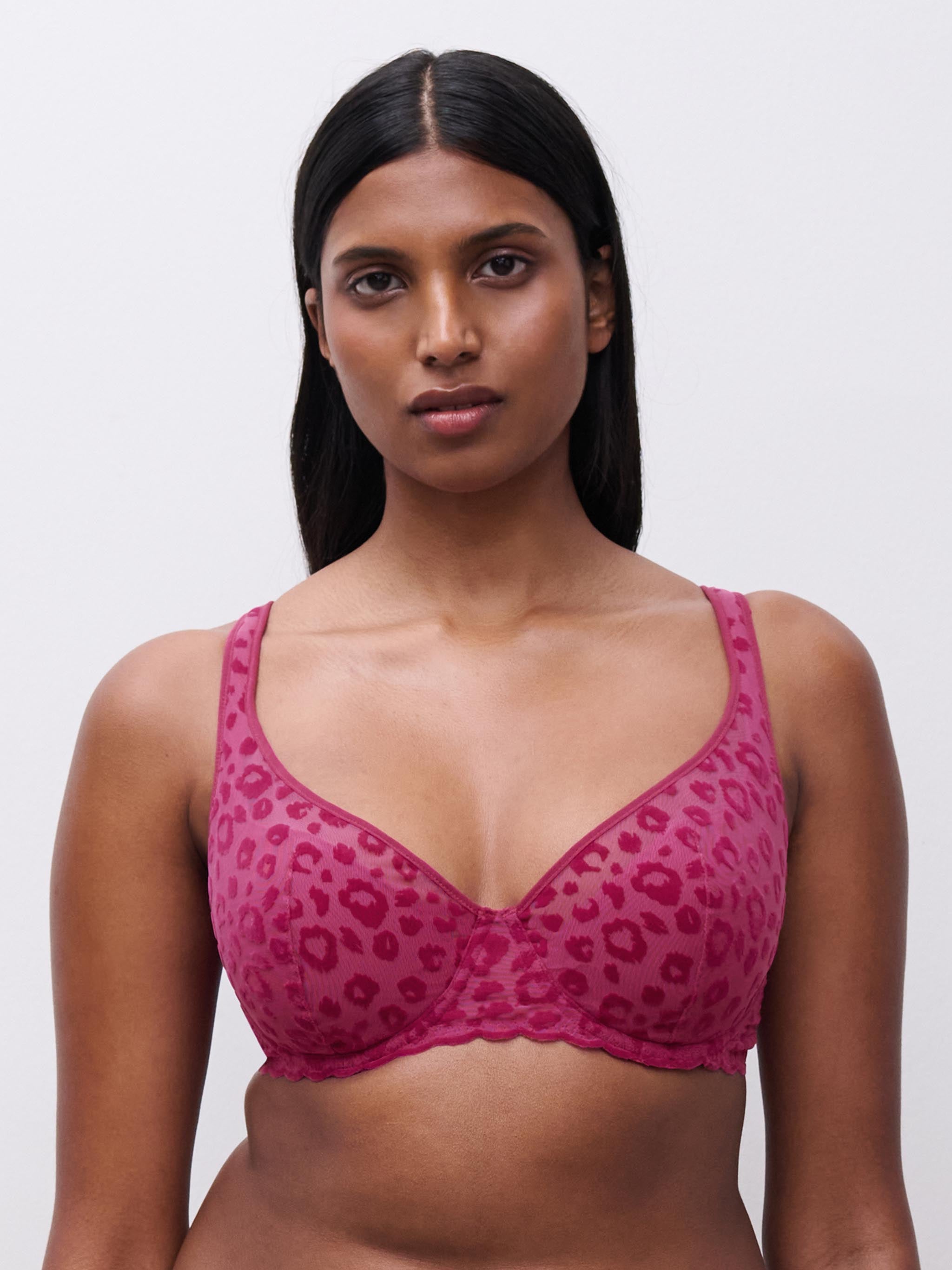 Soutien-gorge coques plongeant - Fuschia foncé
