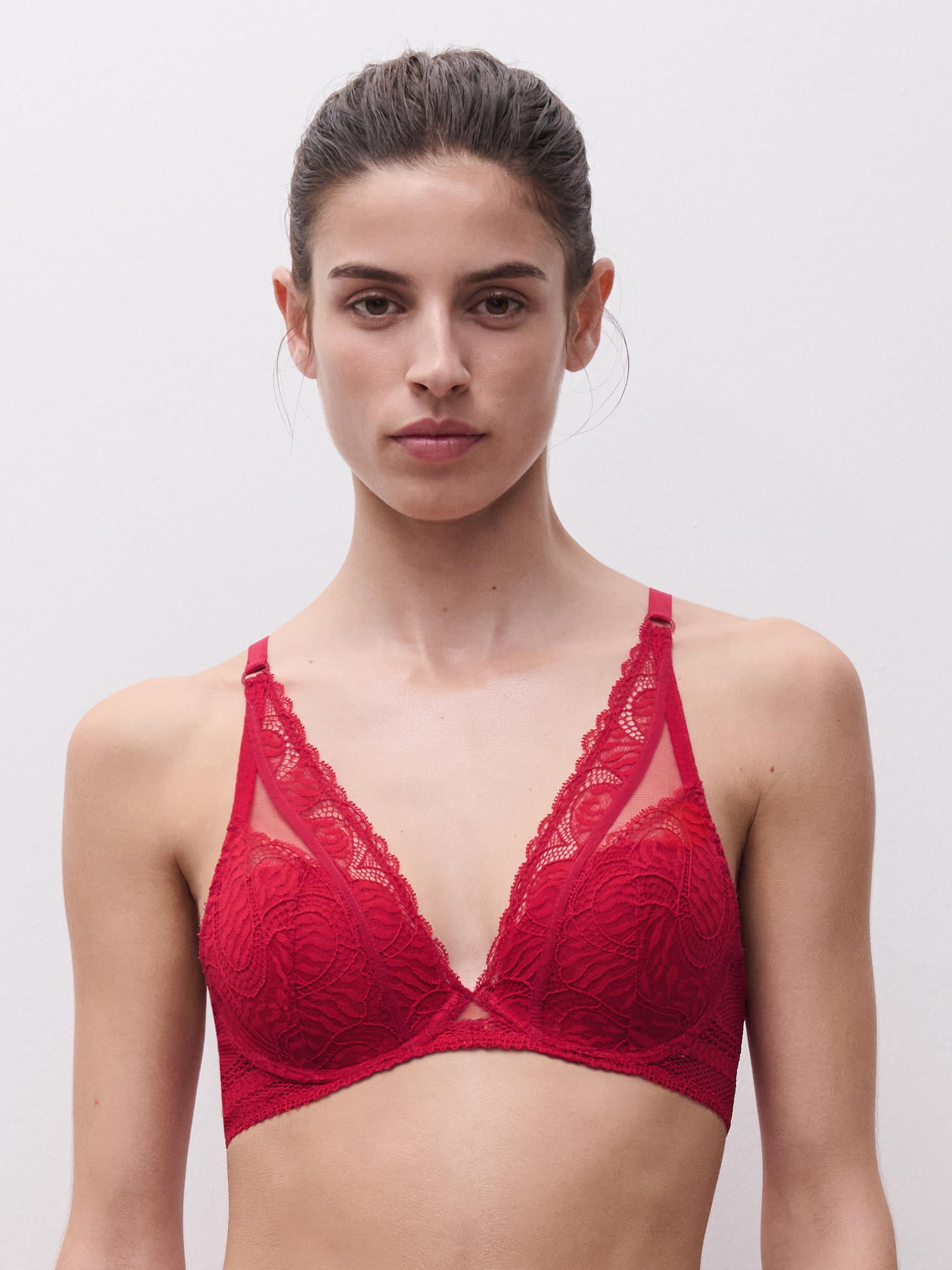 Soutien-gorge coques plongeant - Rouge scarlet
