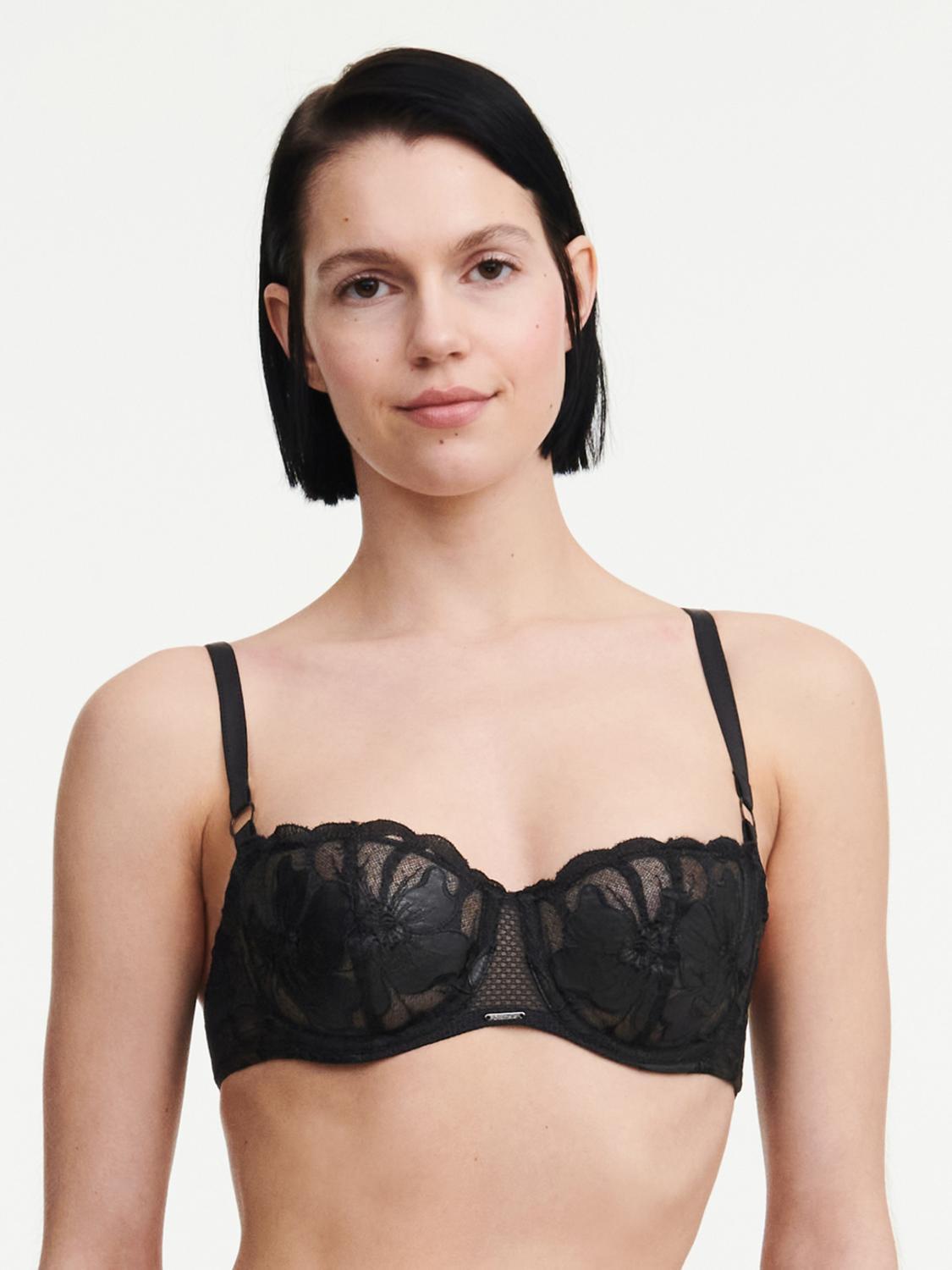Soutien-gorge Chantelle 85F (70F EU) - Bonnet F, Modèle Motif Noir, Corbeille Couvrante, Neuf étiqueté