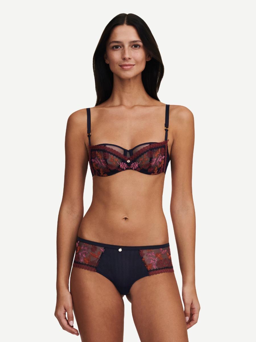 Soutien-gorge Corbeille Chantelle Geisha - Taille 85B Ou 85C - Neuf Avec étiquettes - Noir Rouge Doré