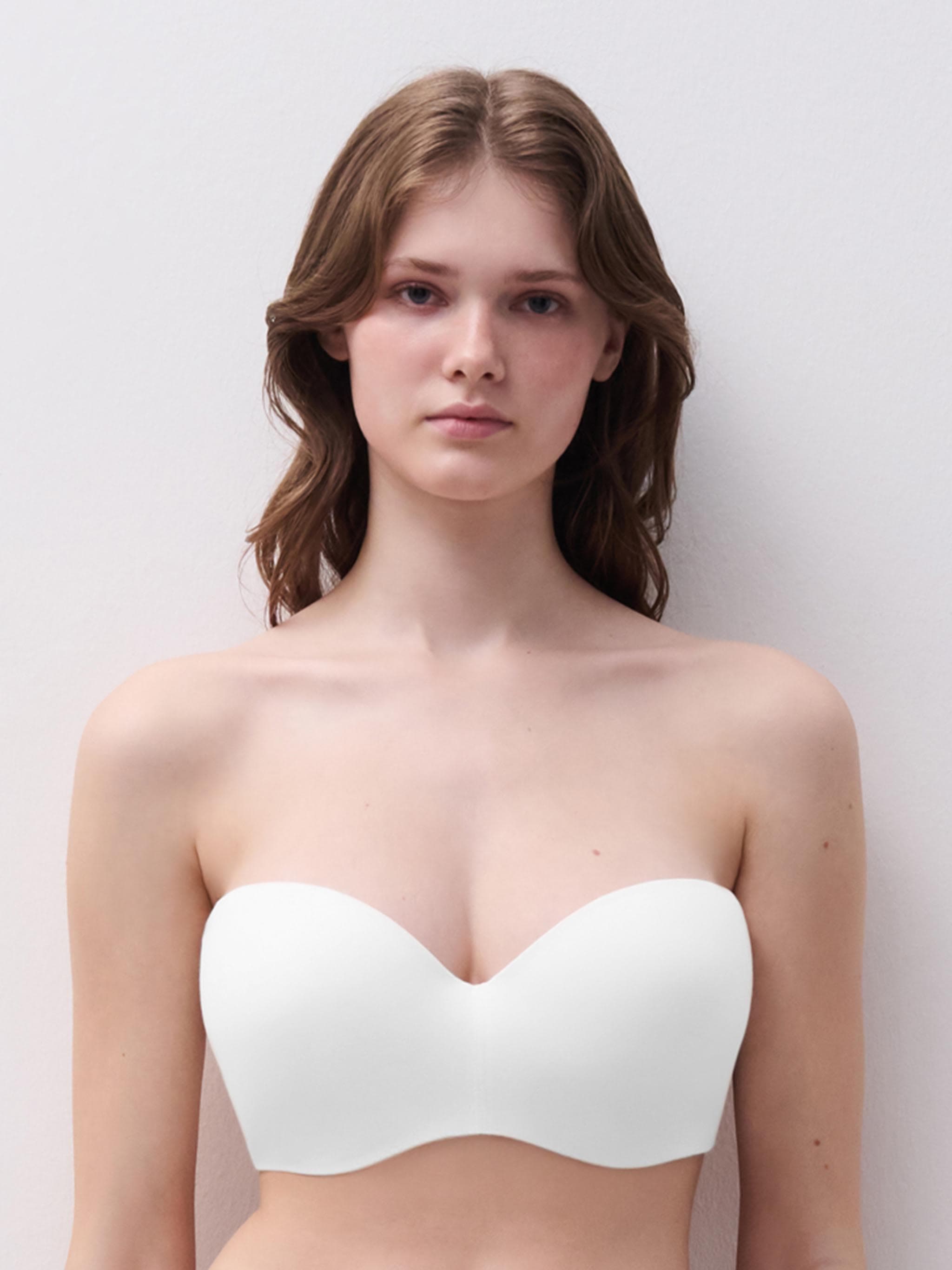 Voorgevormde bandeau bh met afneembare bandjes - Wit