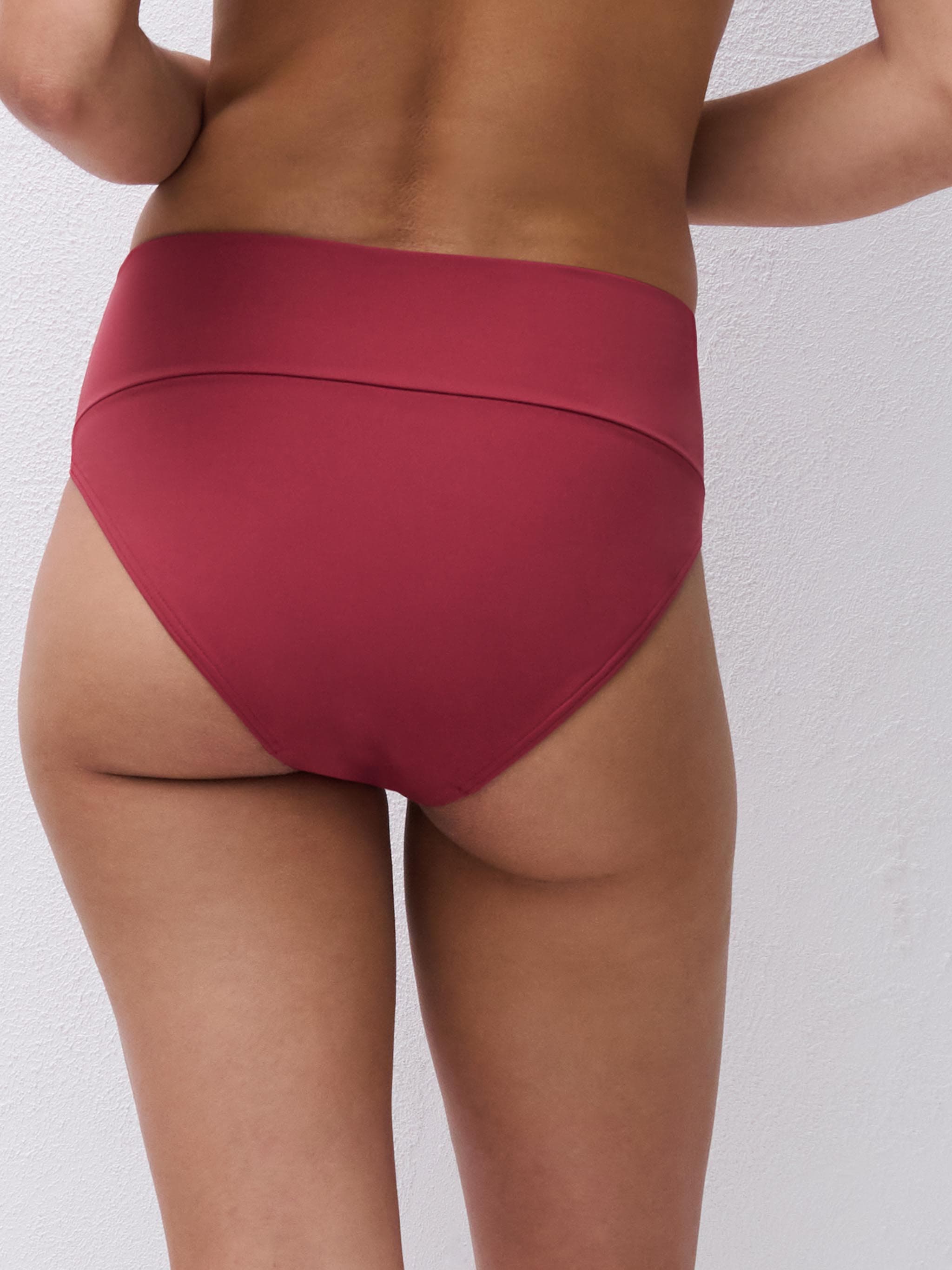 Adjustable high-waisted bikini bottom - SANGRIA