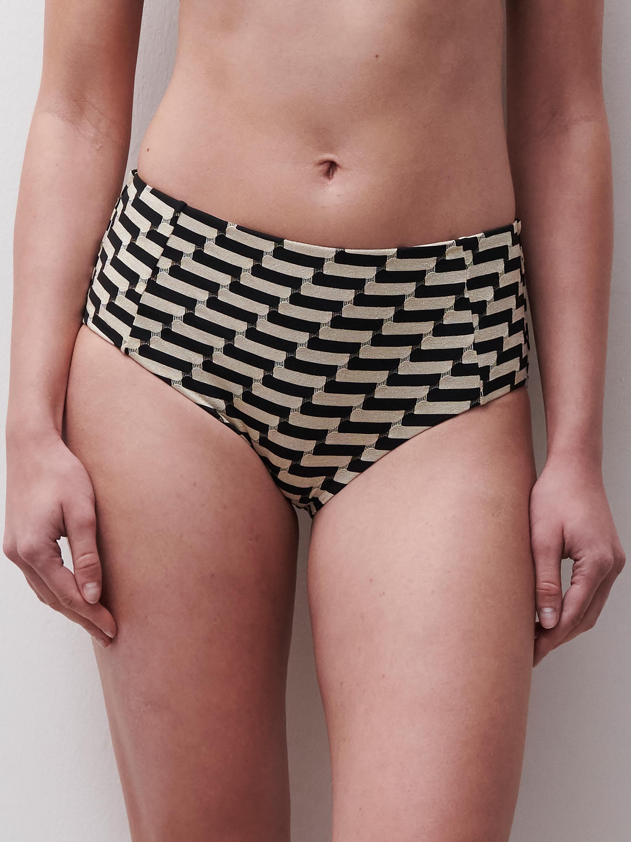 High-waisted bikini bottom - Golden black