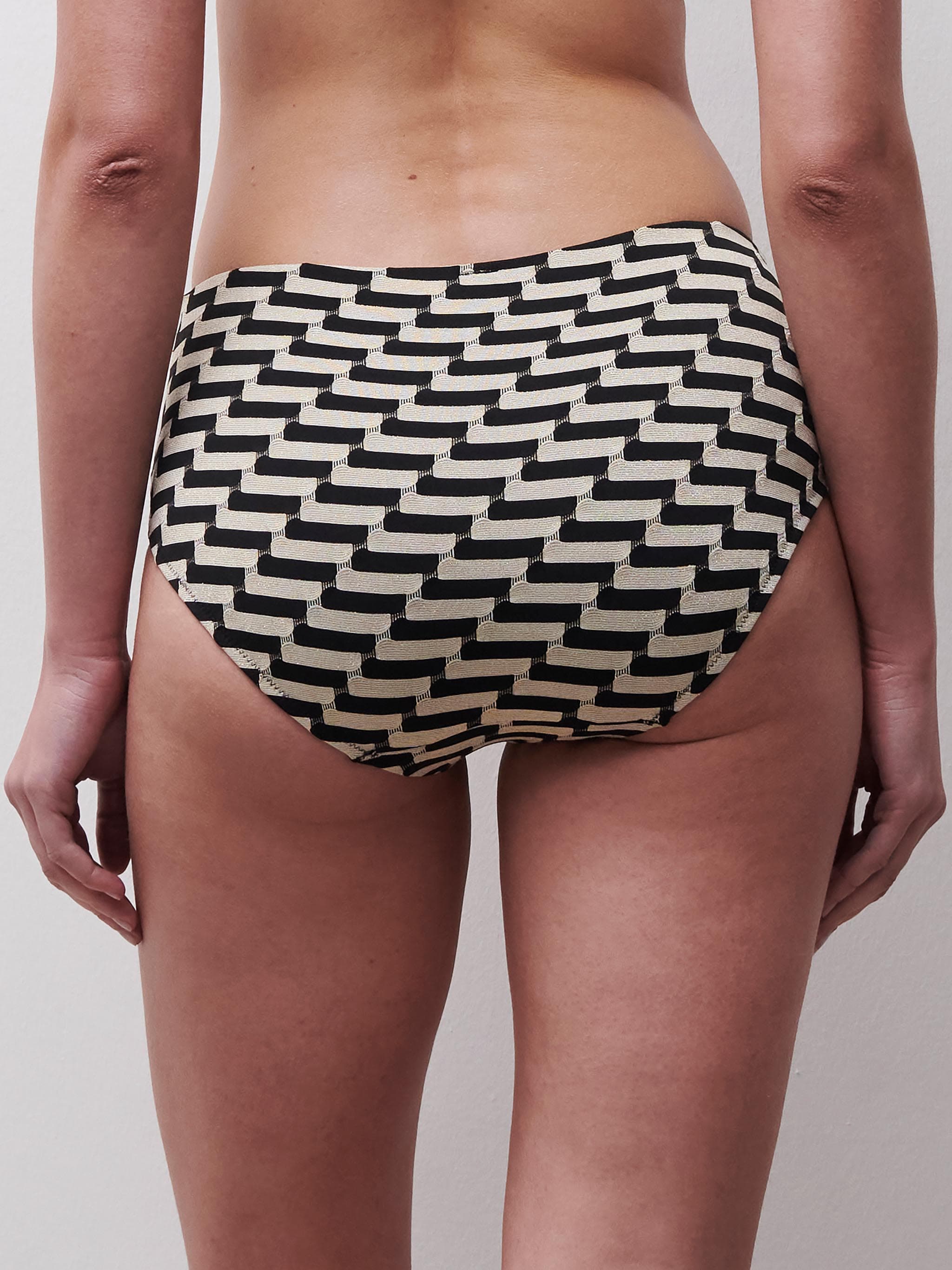 High-waisted bikini bottom - Golden black