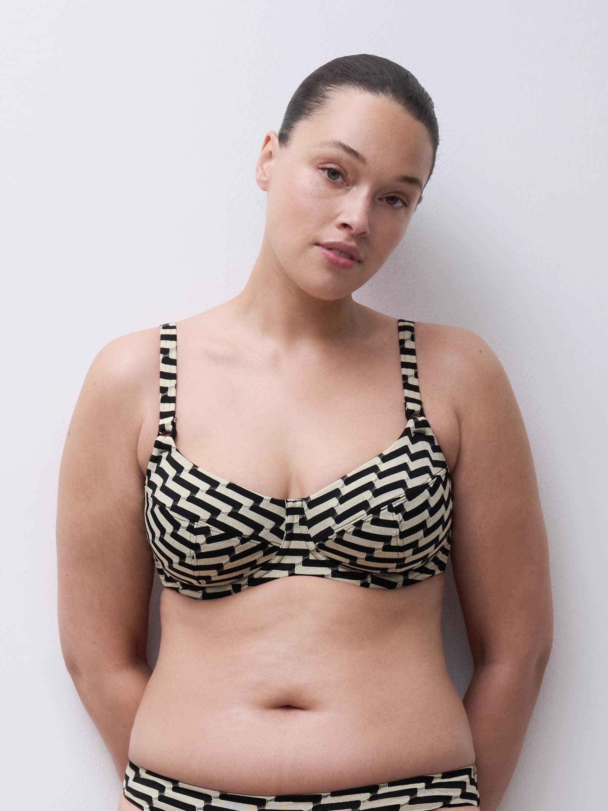 Underwired full coverage bikini top - Golden black