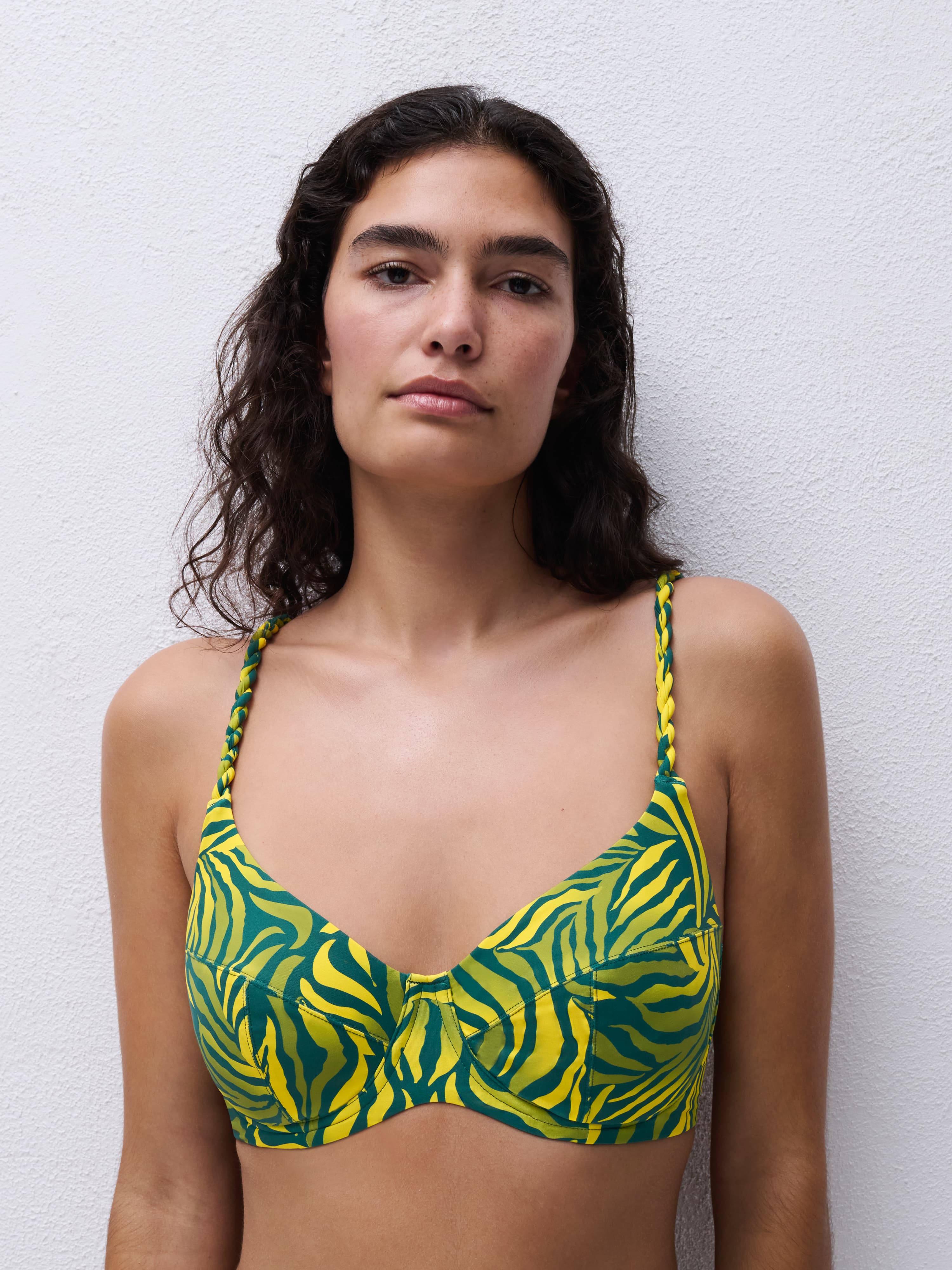 Underwired full coverage bikini top - YELLOW JUNGLE